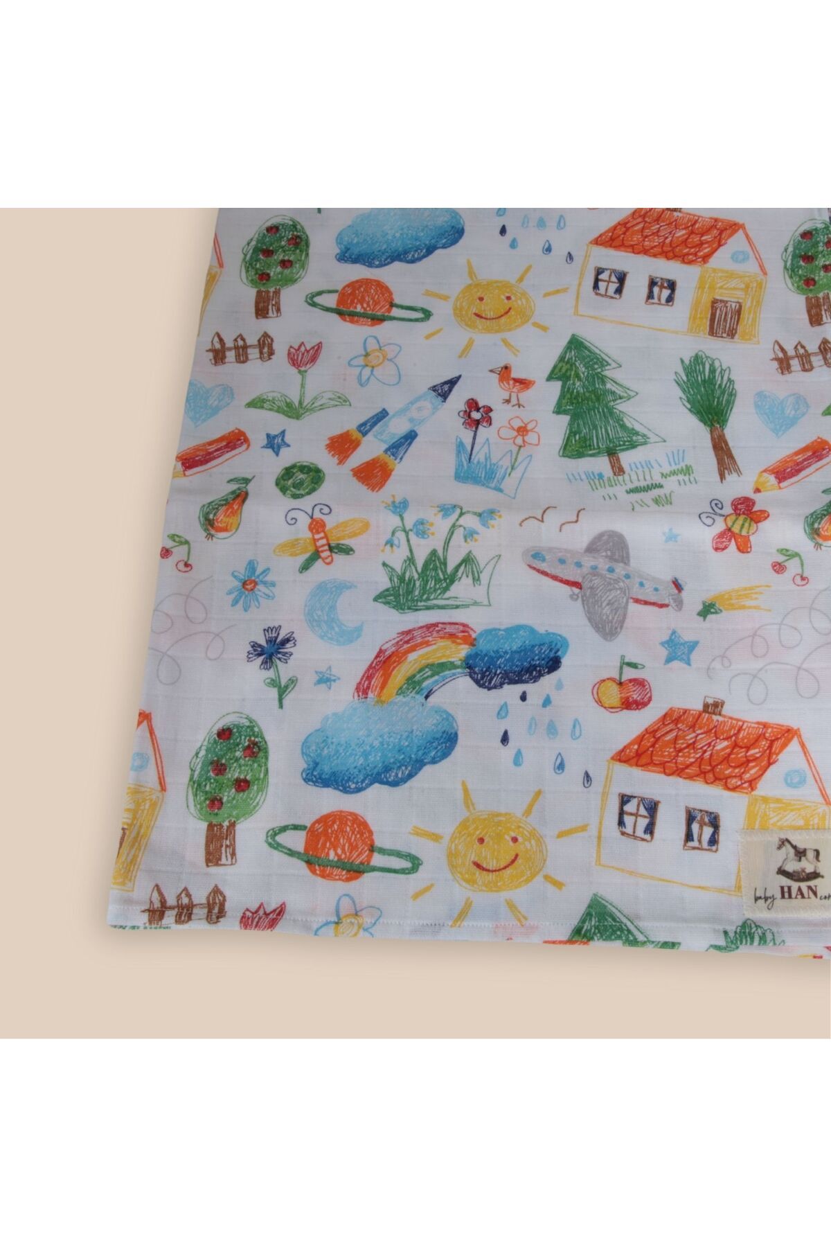 BABY HAN CONCEPT %100 PAMUKLU ÇİFT KAT DESENLİ BEBEK & ÇOCUK MÜSLİN ÖRTÜ