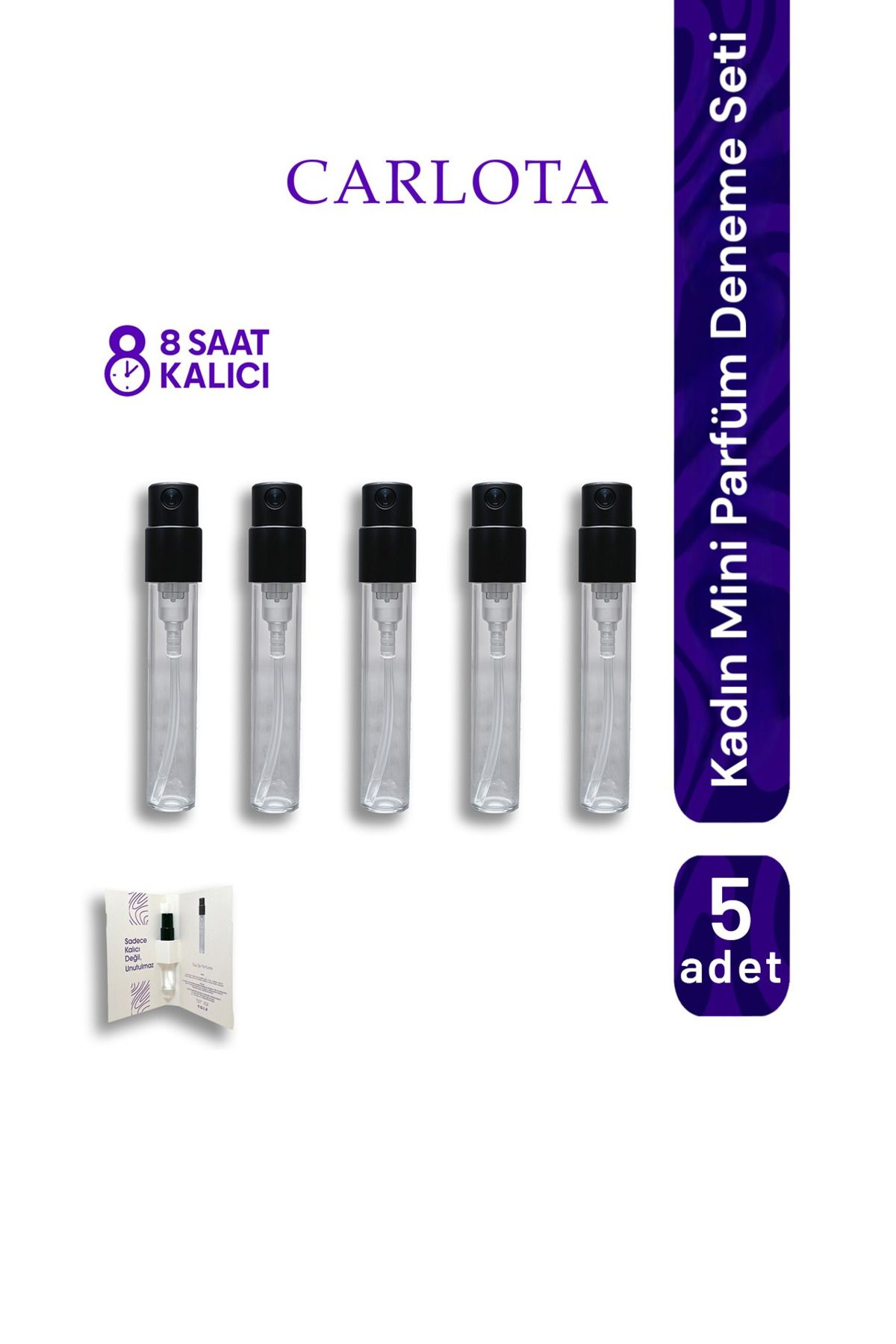CARLOTA Kadın Mini Parfüm Deneme Seti | 5 x 3ml | Kalıcı EDP Esanslı Şık Deneme Şişeleri