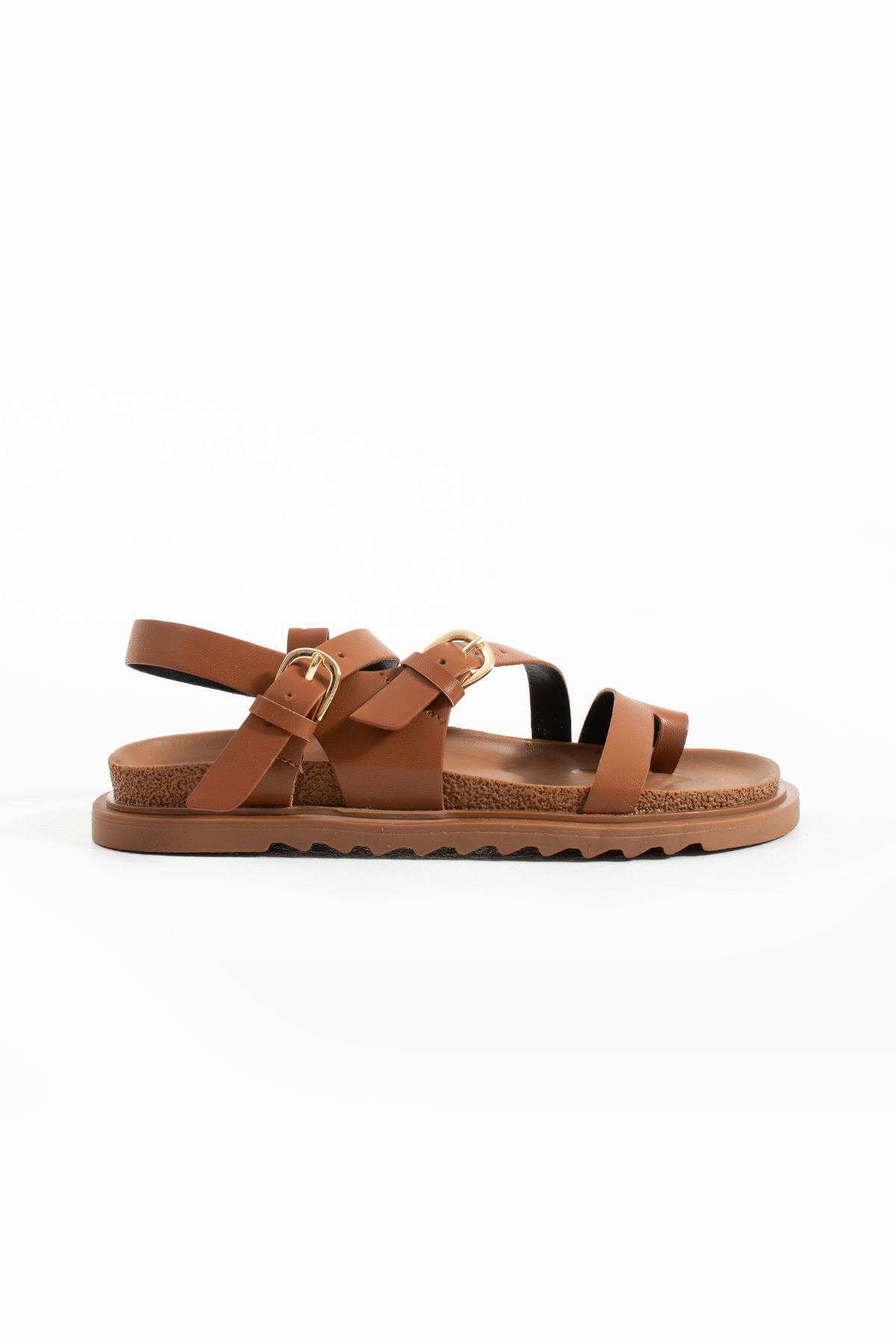 Gökçe Shoes Edina Taba Toka Detay Parmak Arası Kadın Sandalet