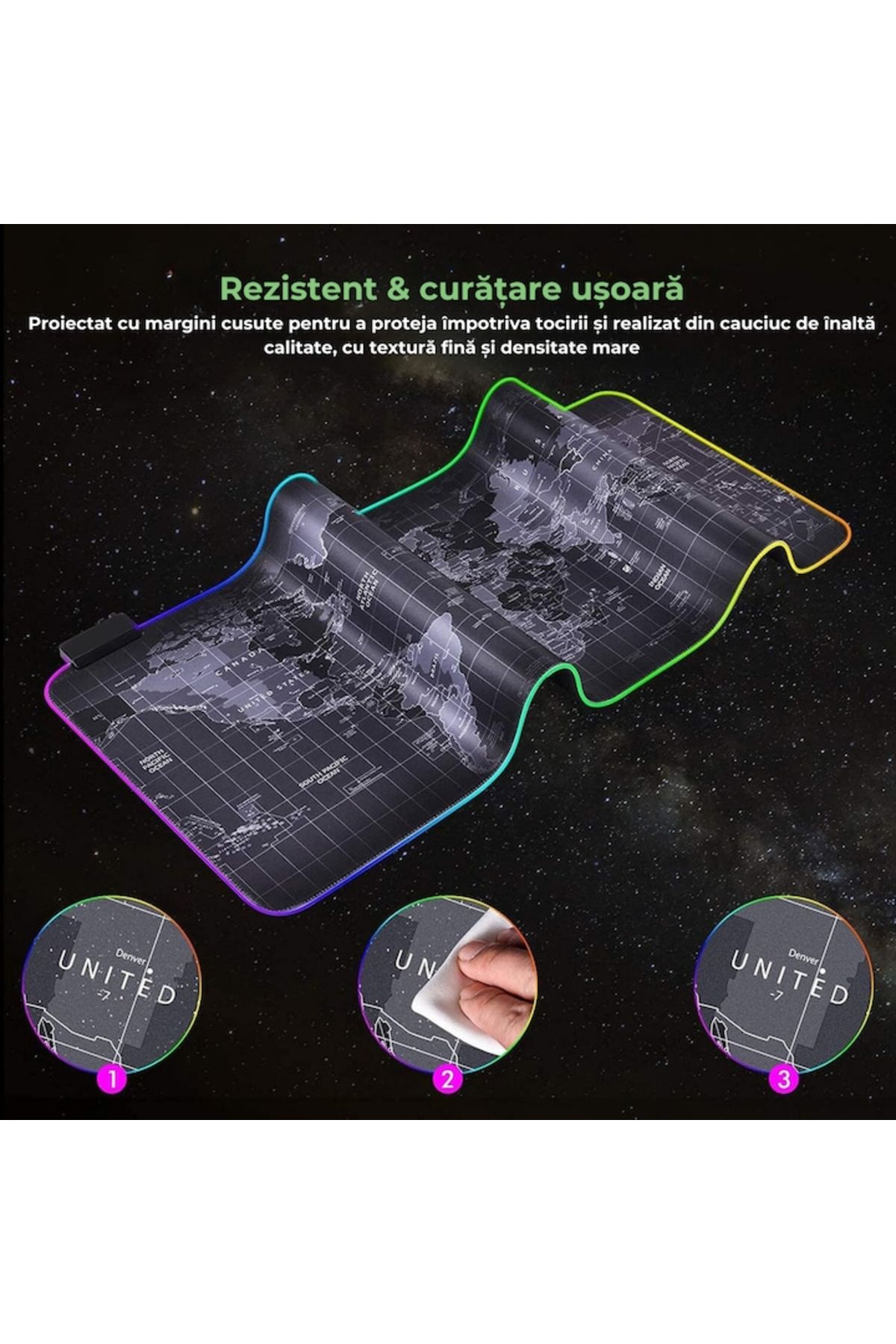 varioshop-VarioShop® Large Rubberized Mousepad, with RGB LED Lighting, for Gaming, Office, Non-slip 5
