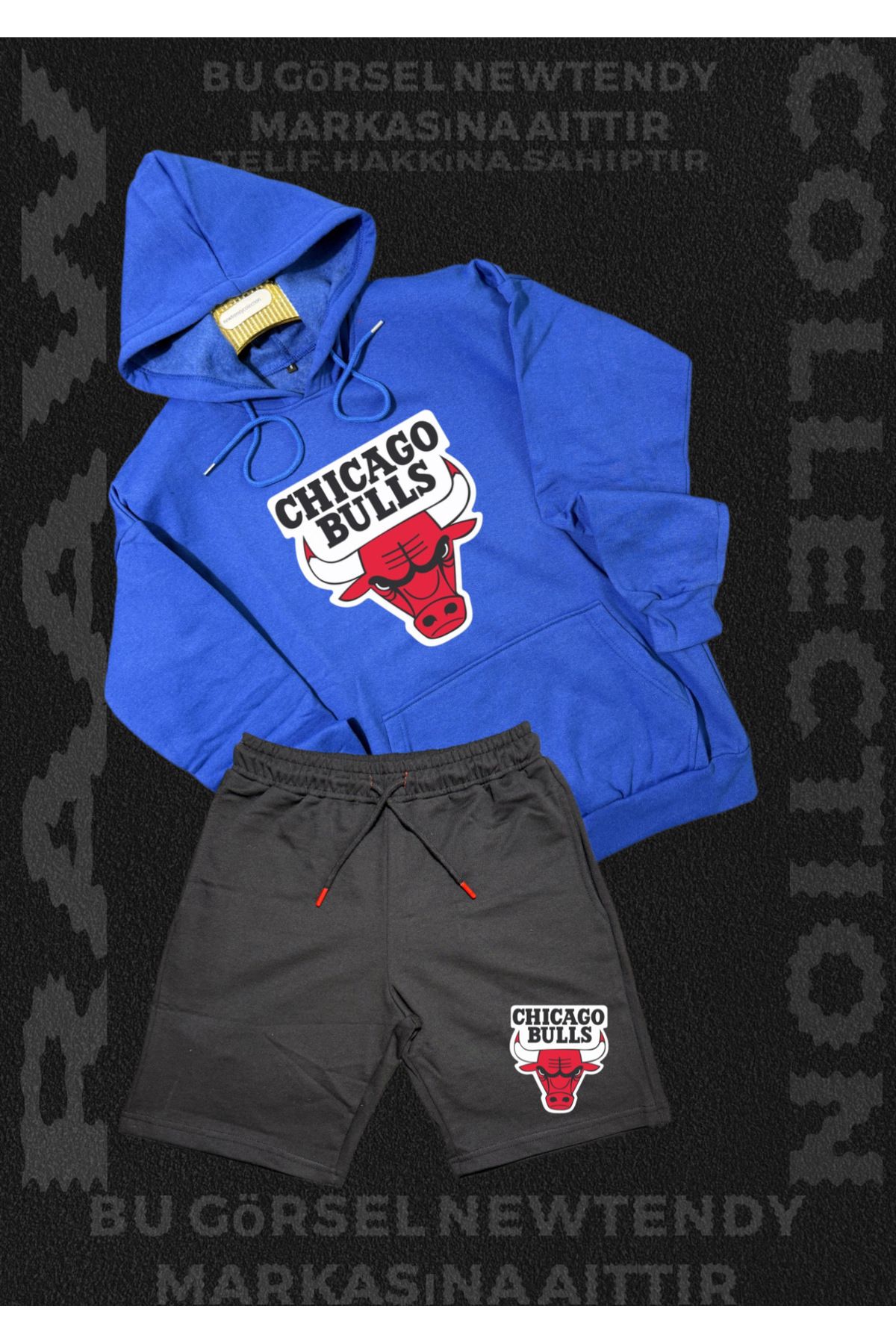 Minikelya Chicago Bulls Erkek Oversize Kapüşonlu Şort Takımı (2’li NBA Set)