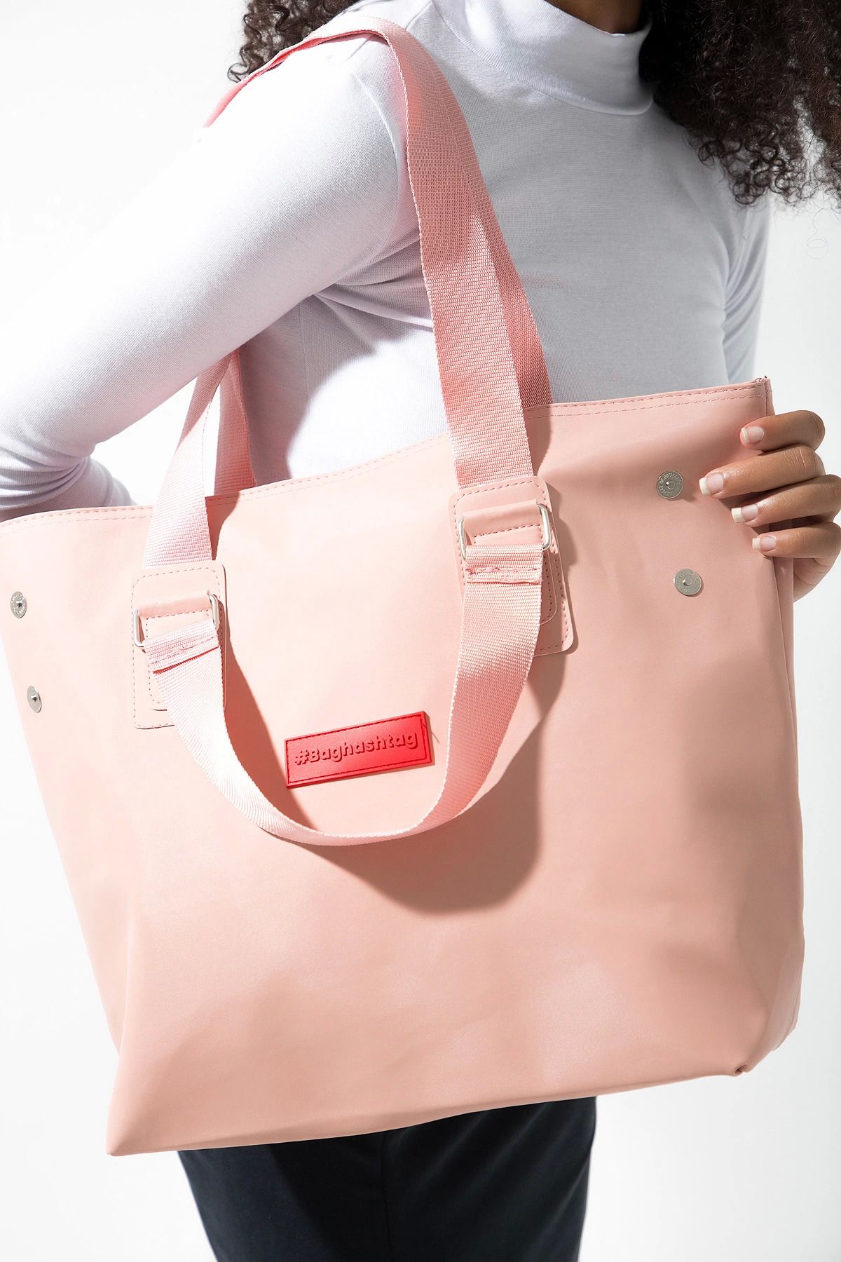 Emperium Baghashtag Pudra Pembe Su Geçirmez Fermuarlı Çanta