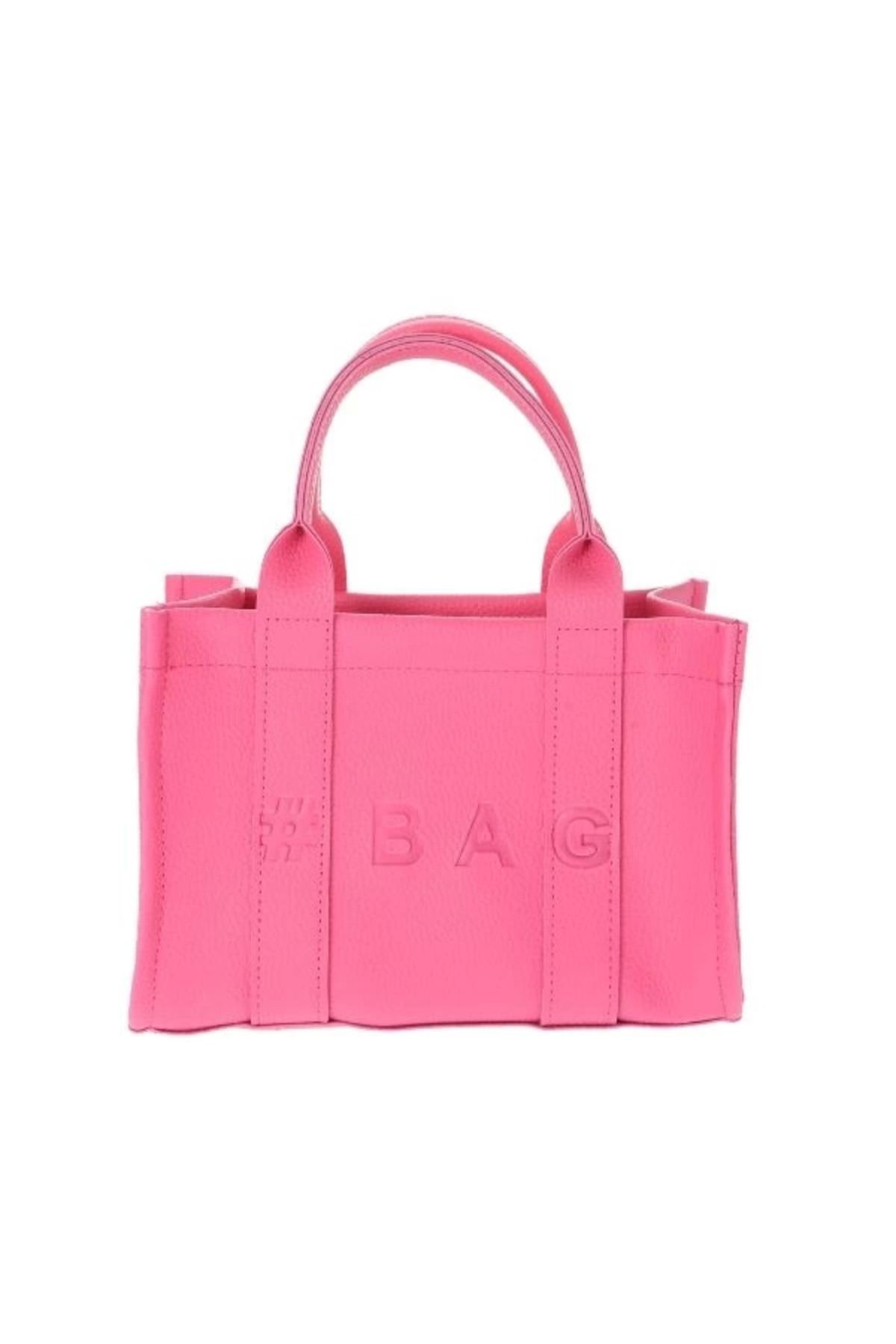 Emperium Baghashtag Pembe Deri Mini Tote Çanta