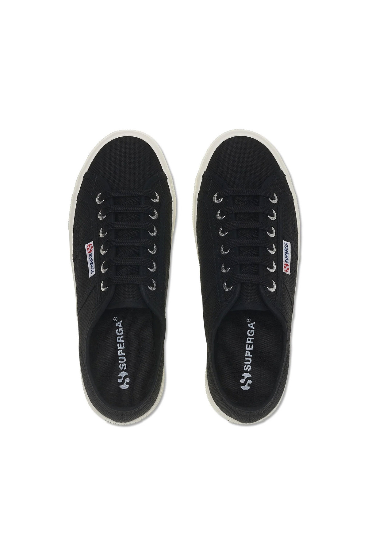 Superga-2740 Platforma Unisex černo-béžové bezkové tenisky 4