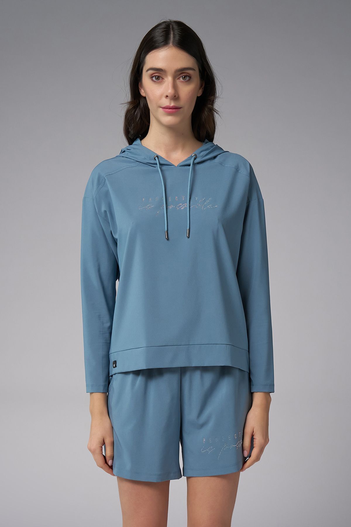 aradimtaradim Kadın Mavi İnce Hafif İnce Kumaşlı Sweatshirt 4168