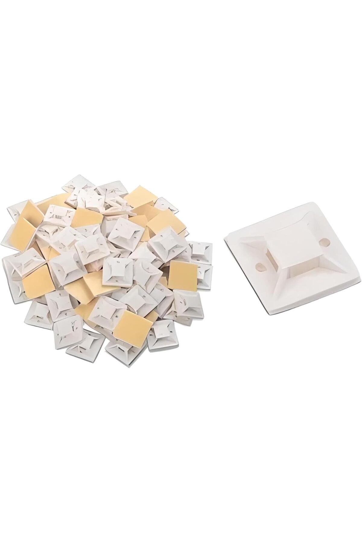 STOREMAX ELZ Çetsan Yapışkanlı Kroşe 28x28 mm-100 Adet Kablo Bağı Kroşesi Yapışkanlı FRNTR 1127478