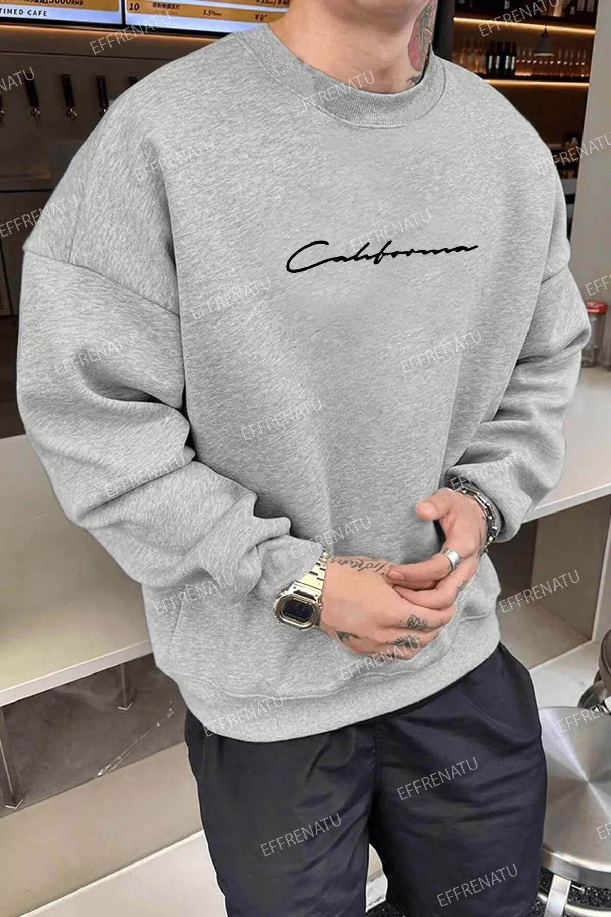 EFFRENATU Calıfornia Basklı Unısex Sweatshirt
