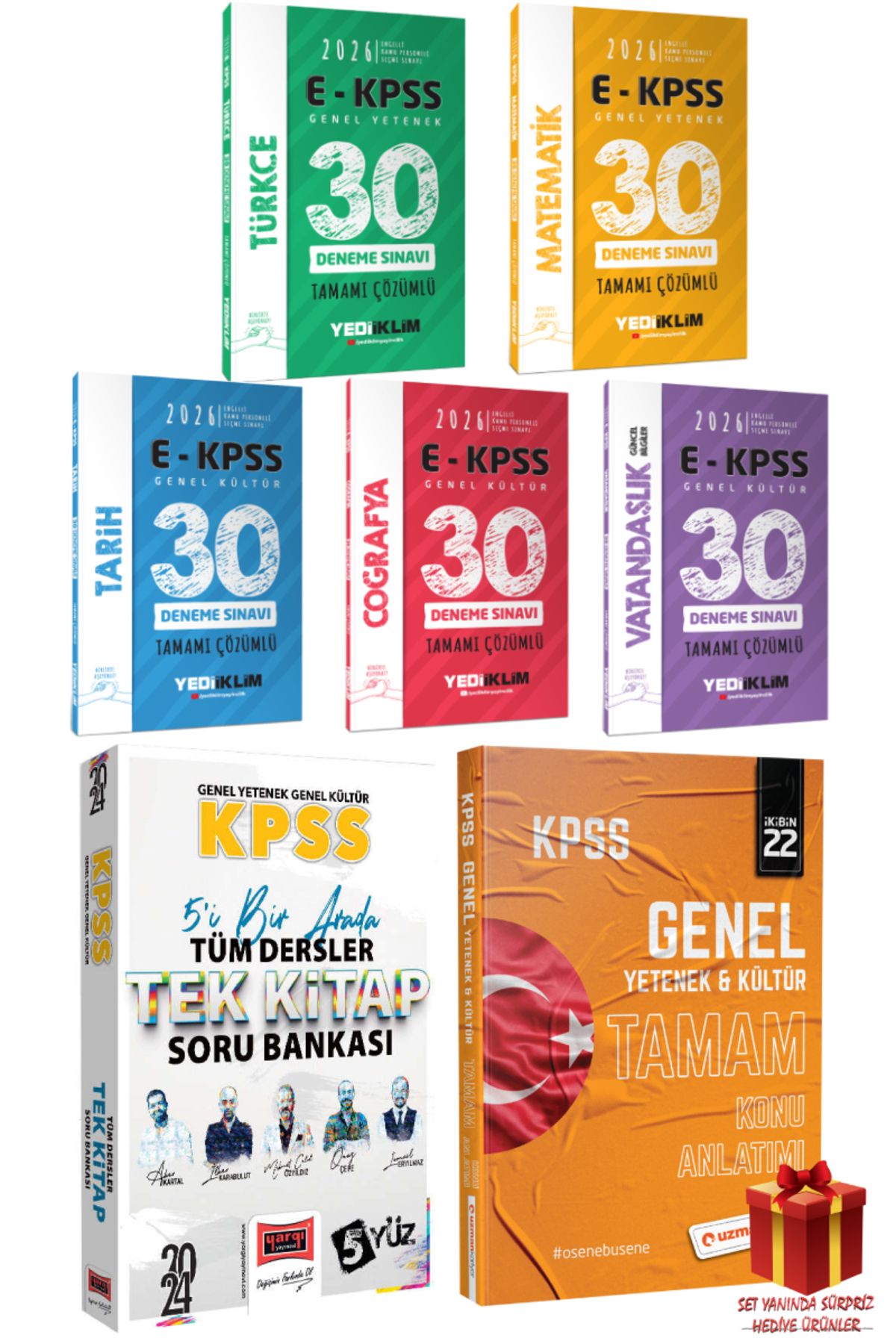 Yediiklim Yayınları 2026 Yediiklim EKPSS Deneme Seti+Yargı KPSS Soru Bankası+GYGK Konu Anlatım+Hediye
