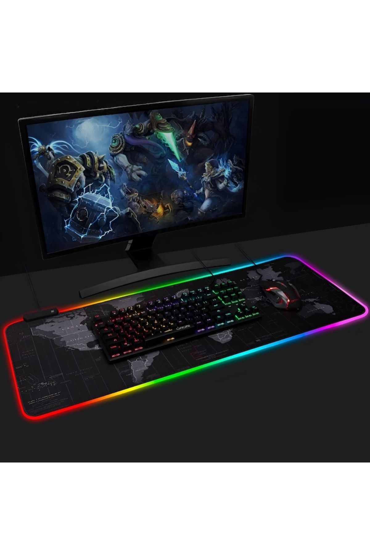 varioshop-VarioShop® Large Rubberized Mousepad, with RGB LED Lighting, for Gaming, Office, Non-slip 3