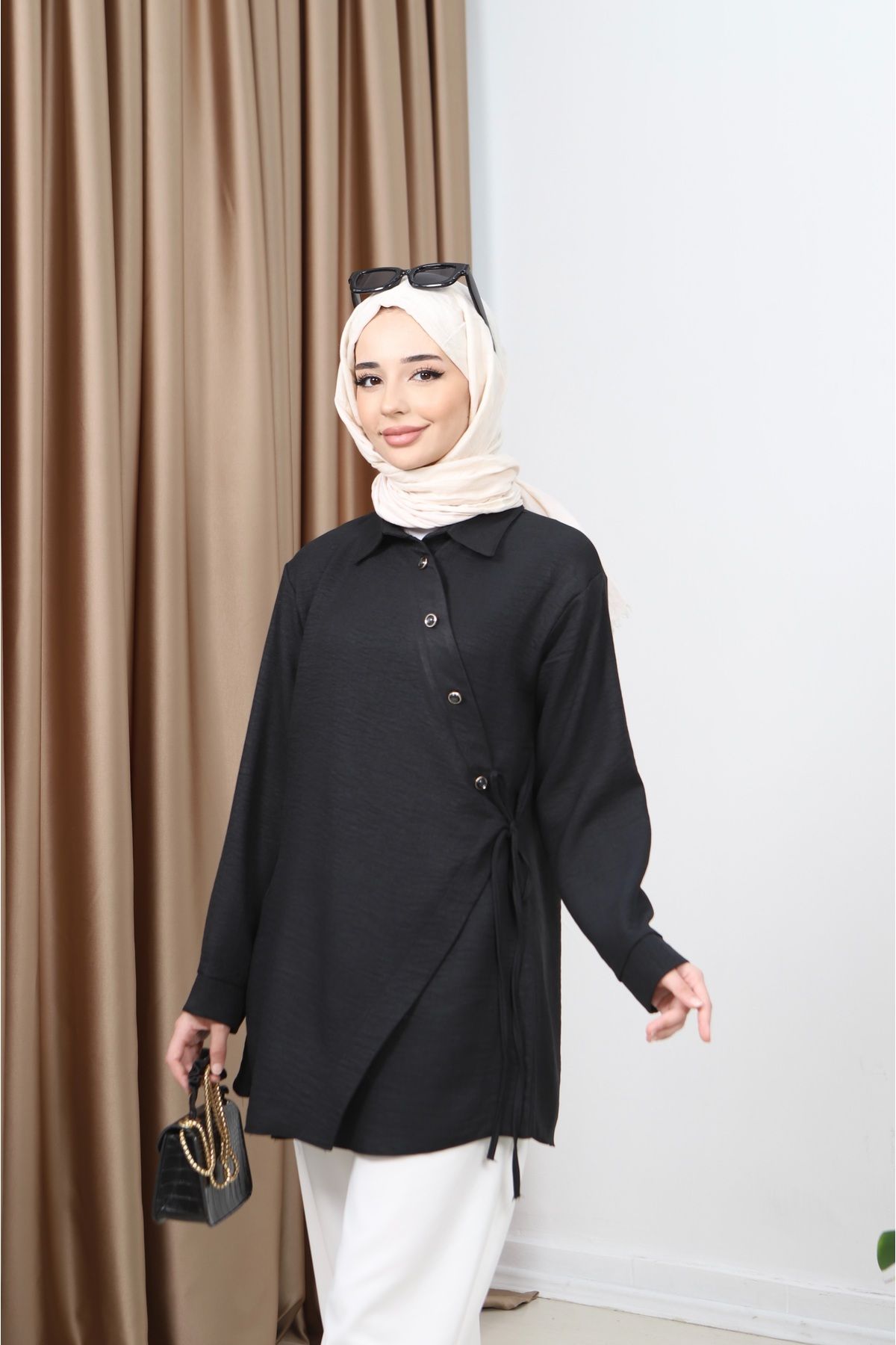 Shilya Fashion Keten Yandan Bağlamalı Üst Kimono