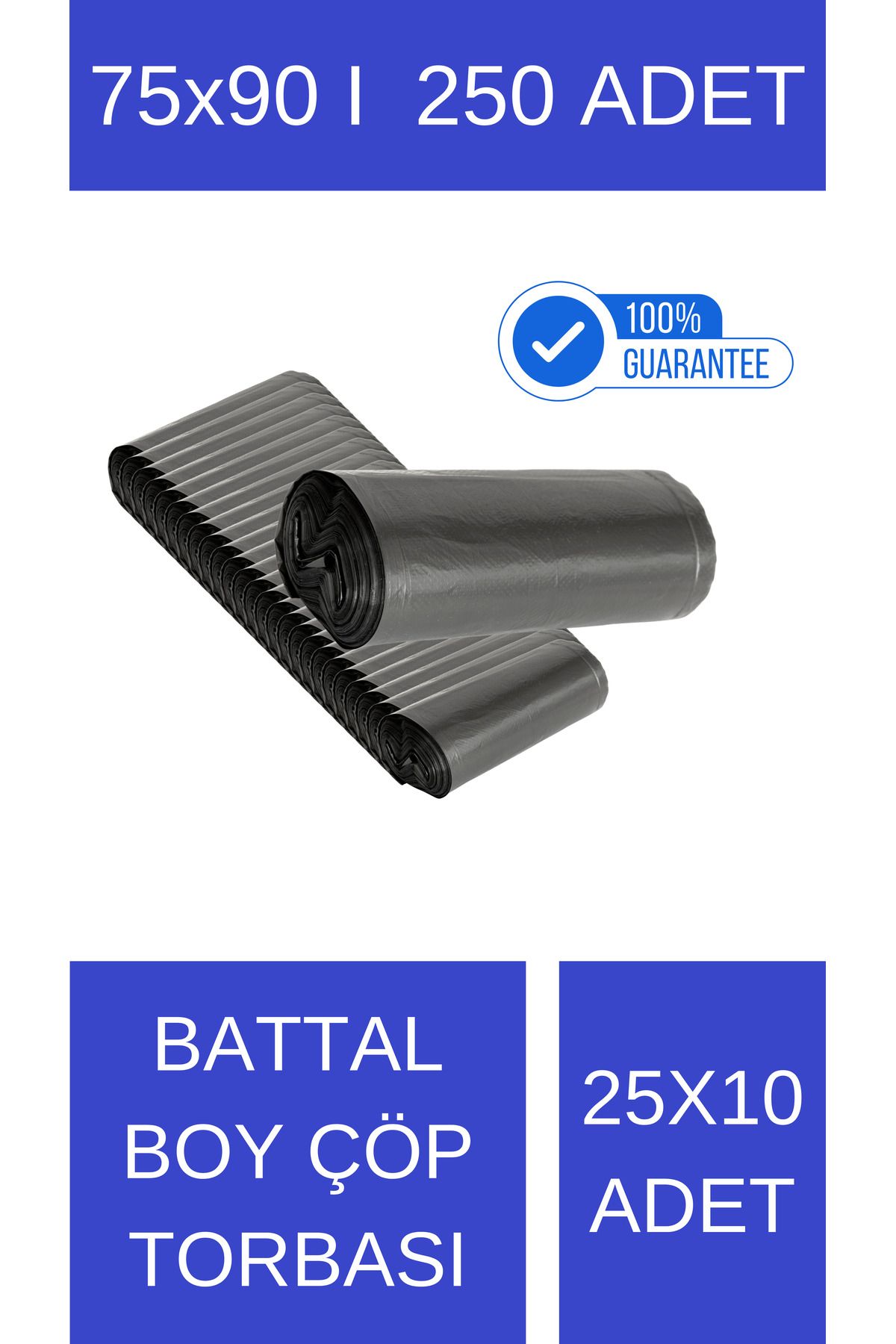Lider BATTAL BOY ÇÖP POŞETİ 75X90 CM 70LT 10X25 PAKET 250 ADET
