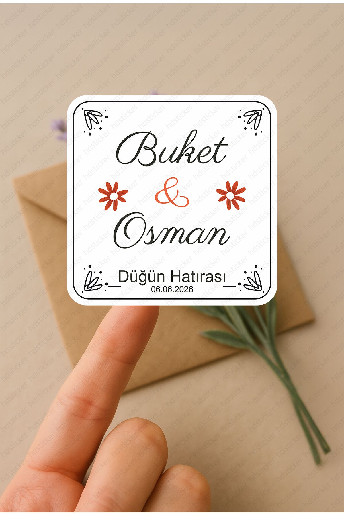 hdsticker 42 Adet Kişiye Özel Kına Nişan Nikah Düğün Sünnet Bebek Firma Etiket Sticker Hediye ve Çikolata P44
