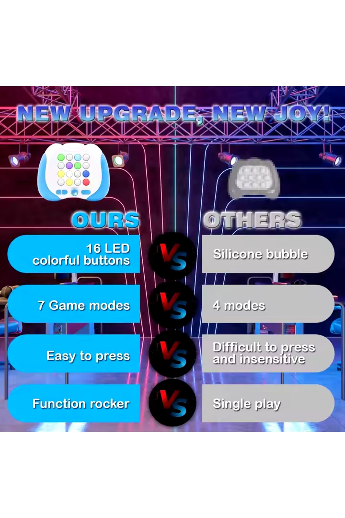 OEM-POPIT Console interactive game, anti-stress, with sounds, 16 buttons and RGB lights, 7 game modes, Pikac 6