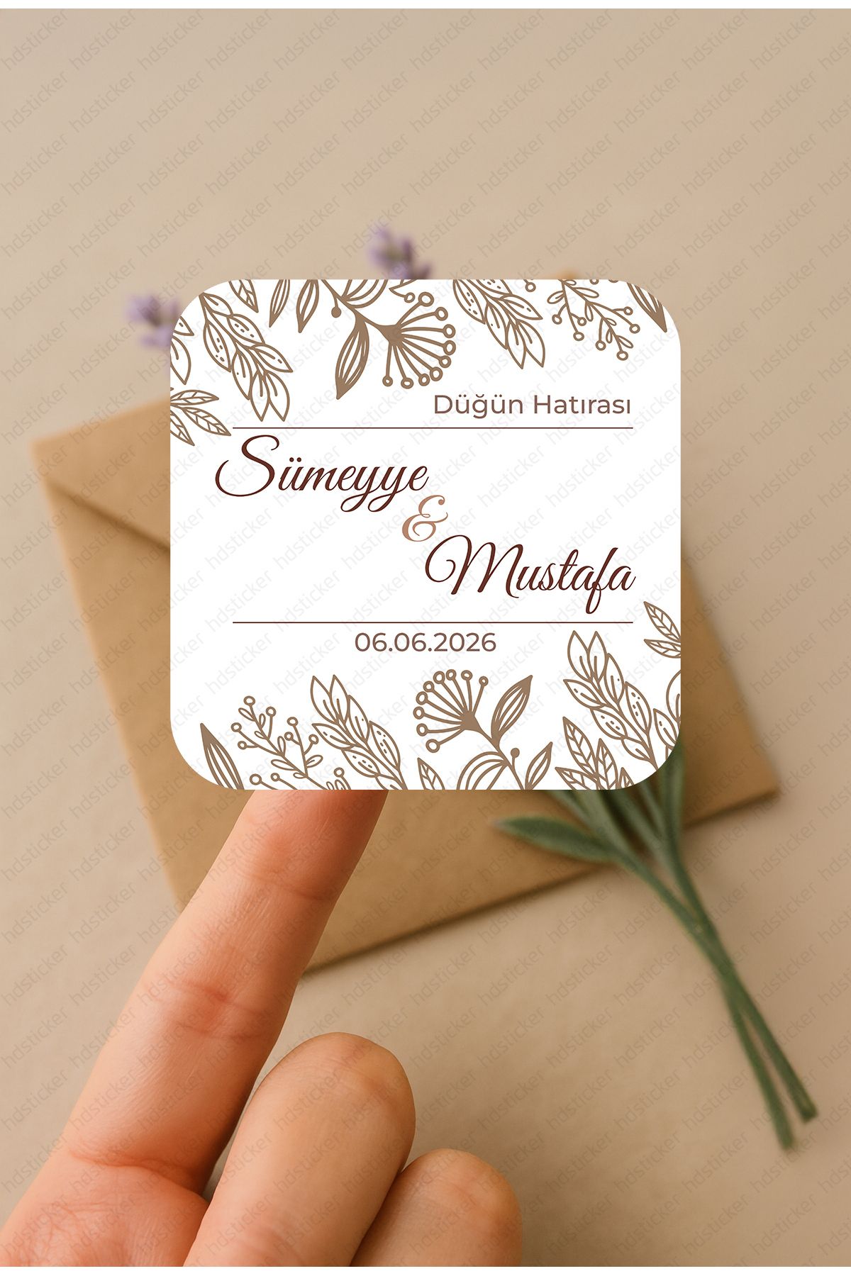hdsticker 42 Adet Kişiye Özel Kına Nişan Nikah Düğün Sünnet Bebek Firma Etiket Sticker Hediye ve Çikolata P48