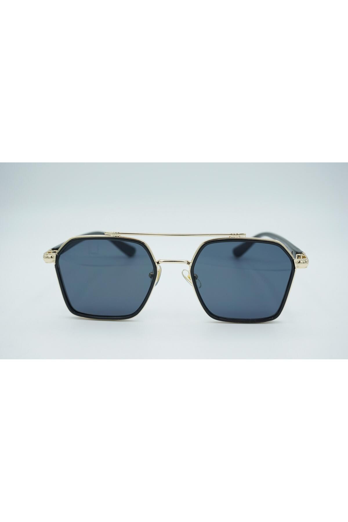 By Ella Eyes Unisex Güneş Gözlüğü Dikdörtgen Gold Çerçeveli Siyah Cam