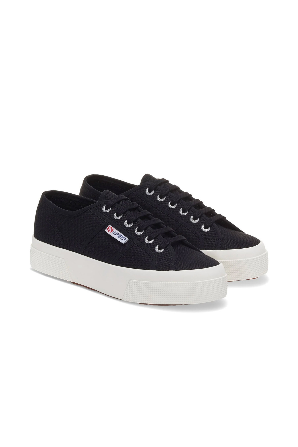 Superga-2740 Platforma Unisex černo-béžové bezkové tenisky 2