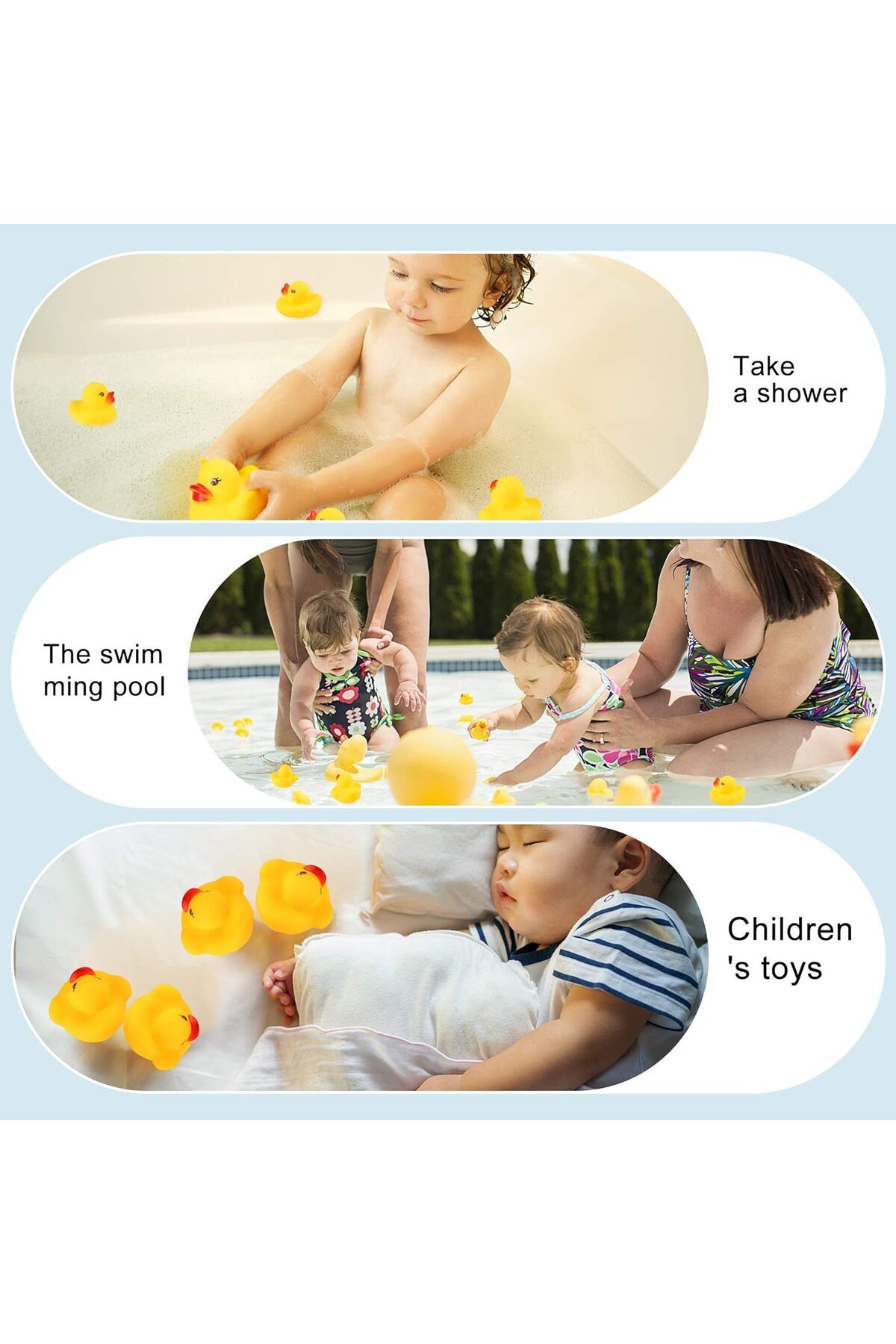 OEM-Set of 9 Rubber Bath Ducks, Splashing and Floating, Fun and Interactive, Yellow 7