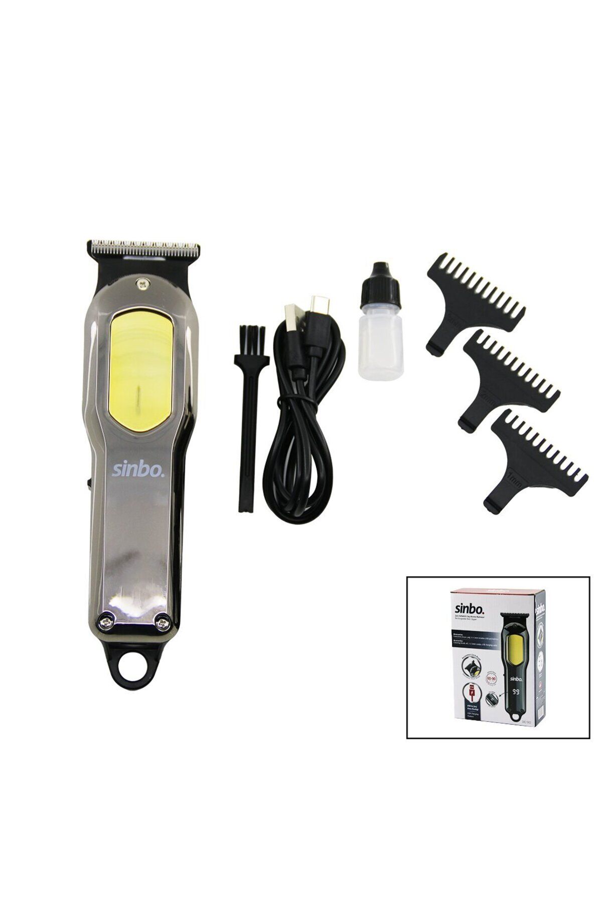 Modafiks USB ŞARJLI - LCD GÖSTERGELİ SAÇ KESME TRAŞ MAKİNESİ GÖVDE KROM KAPLAMA SHC-1903 (4767)