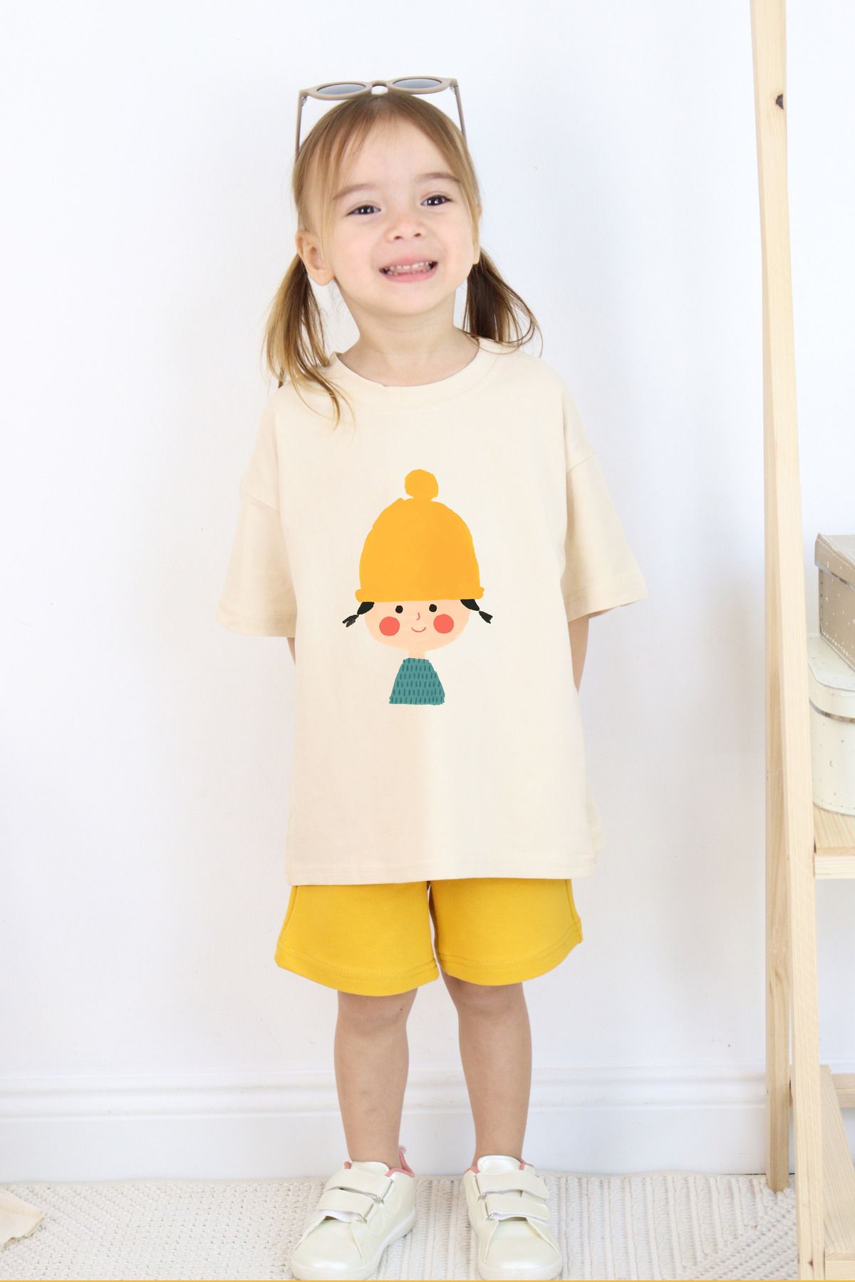Babywom Yazlık Karikatüristik Kız Bebek Oversize Takım