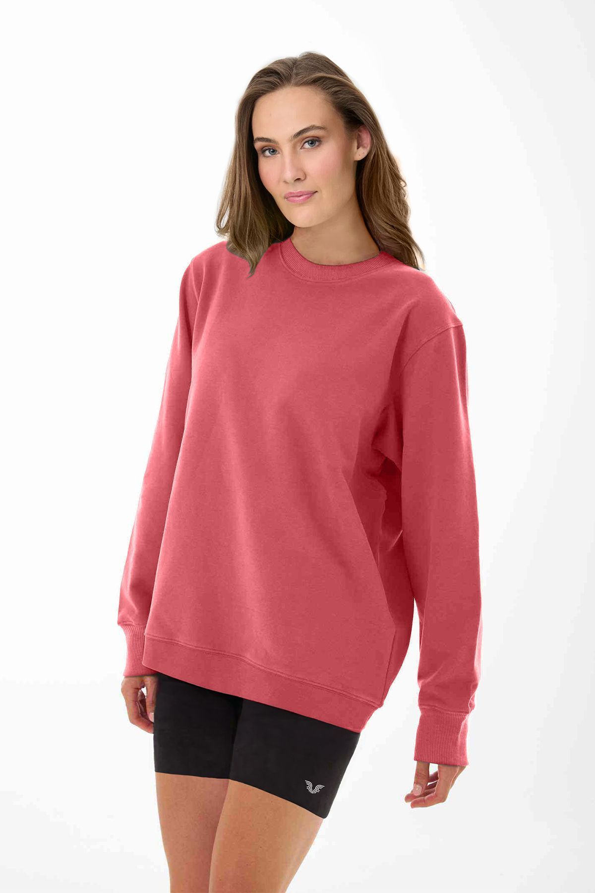 aradimtaradim Peak Kadın Rouge Oversize Bisiklet Yaka Basic Sweatshirt 7015