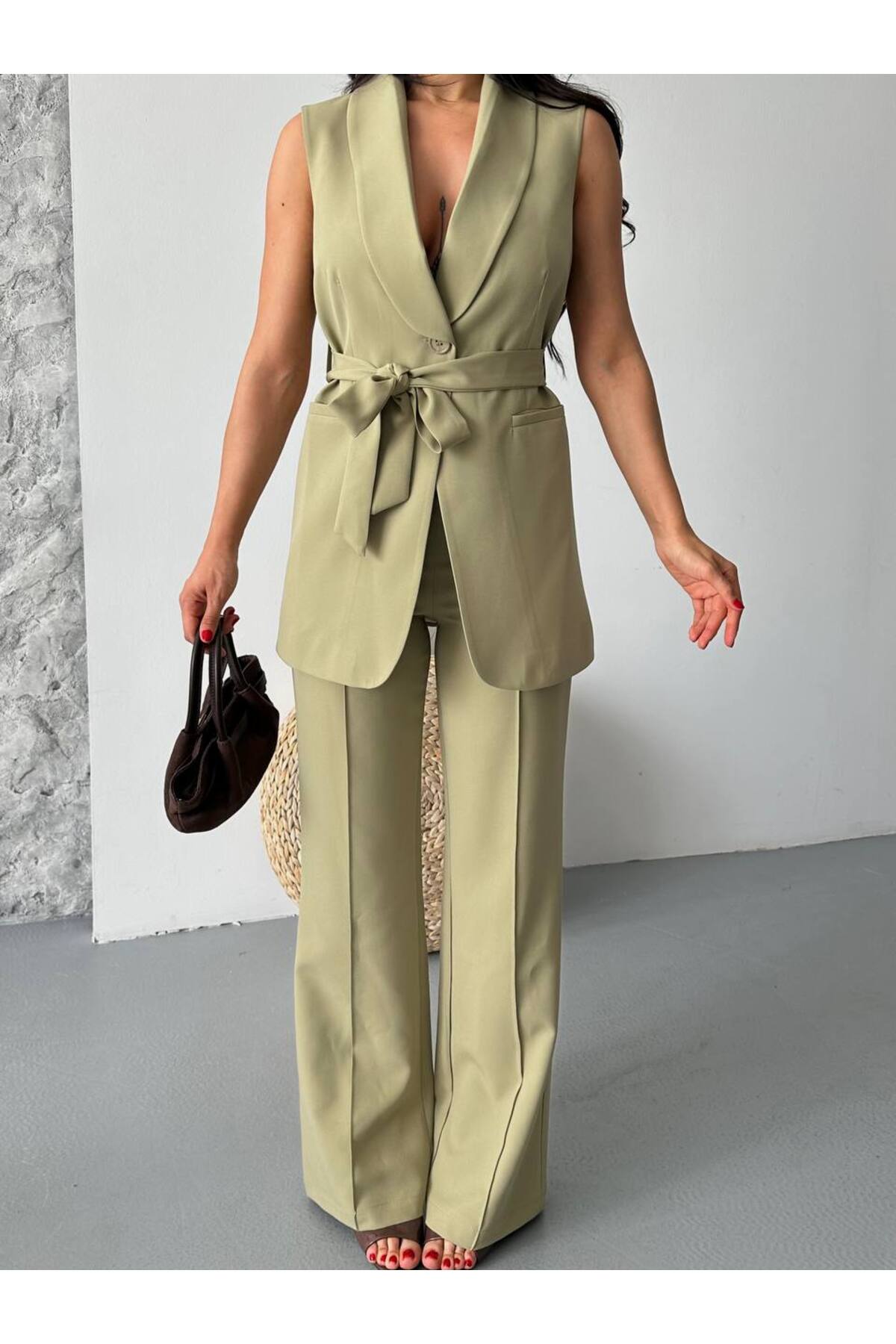 Belted Vest and Trousers Set - Görsel 5