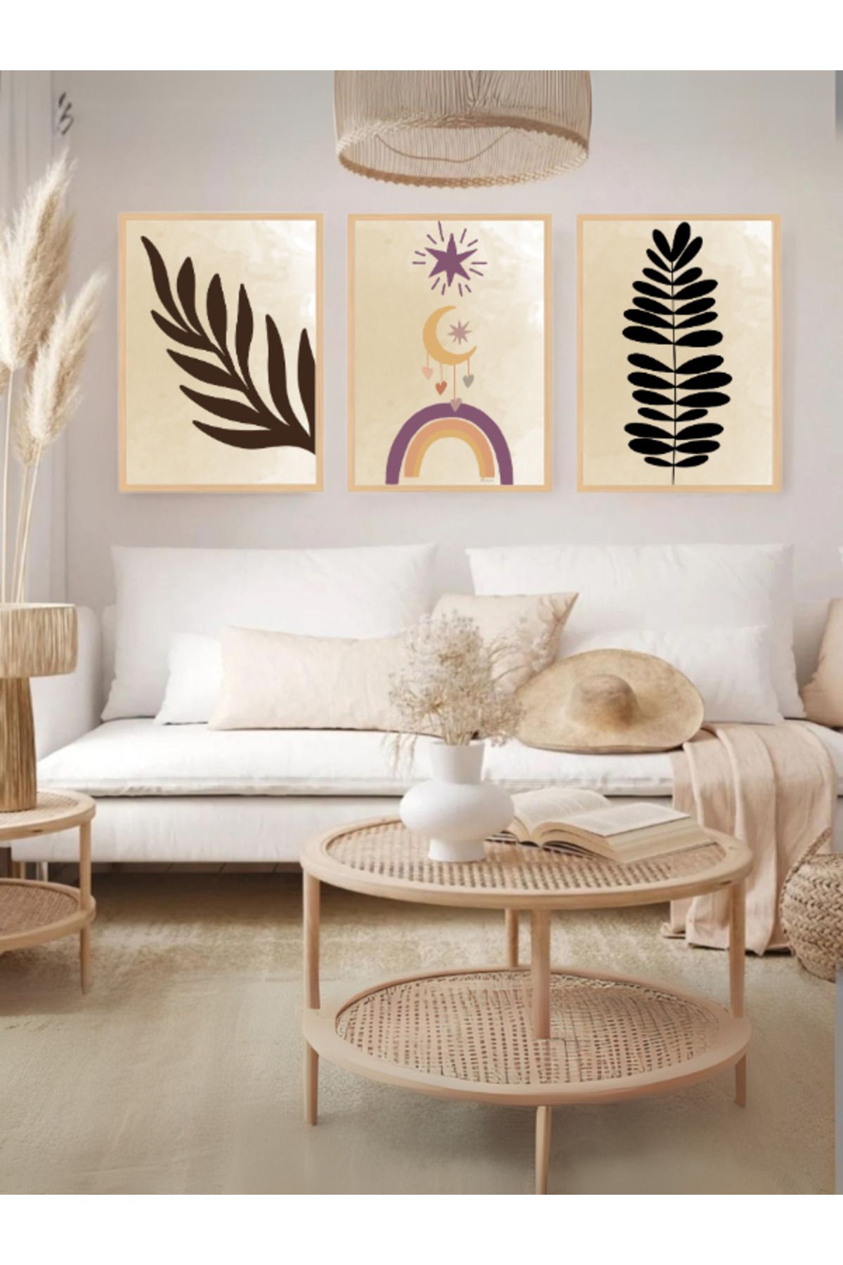 Tuba Decor 3 Parça Ahşap Çerçeve Görünümlümdf Tablo Seti