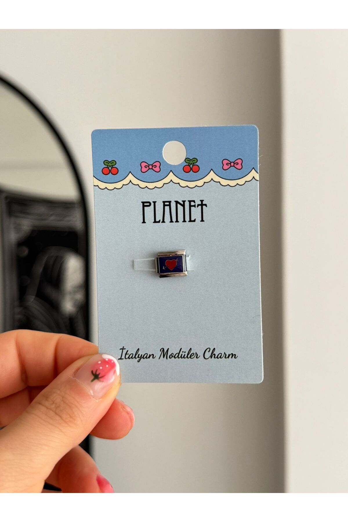 Planet Butik Arrow Heart Kartlı İtalyan Charm