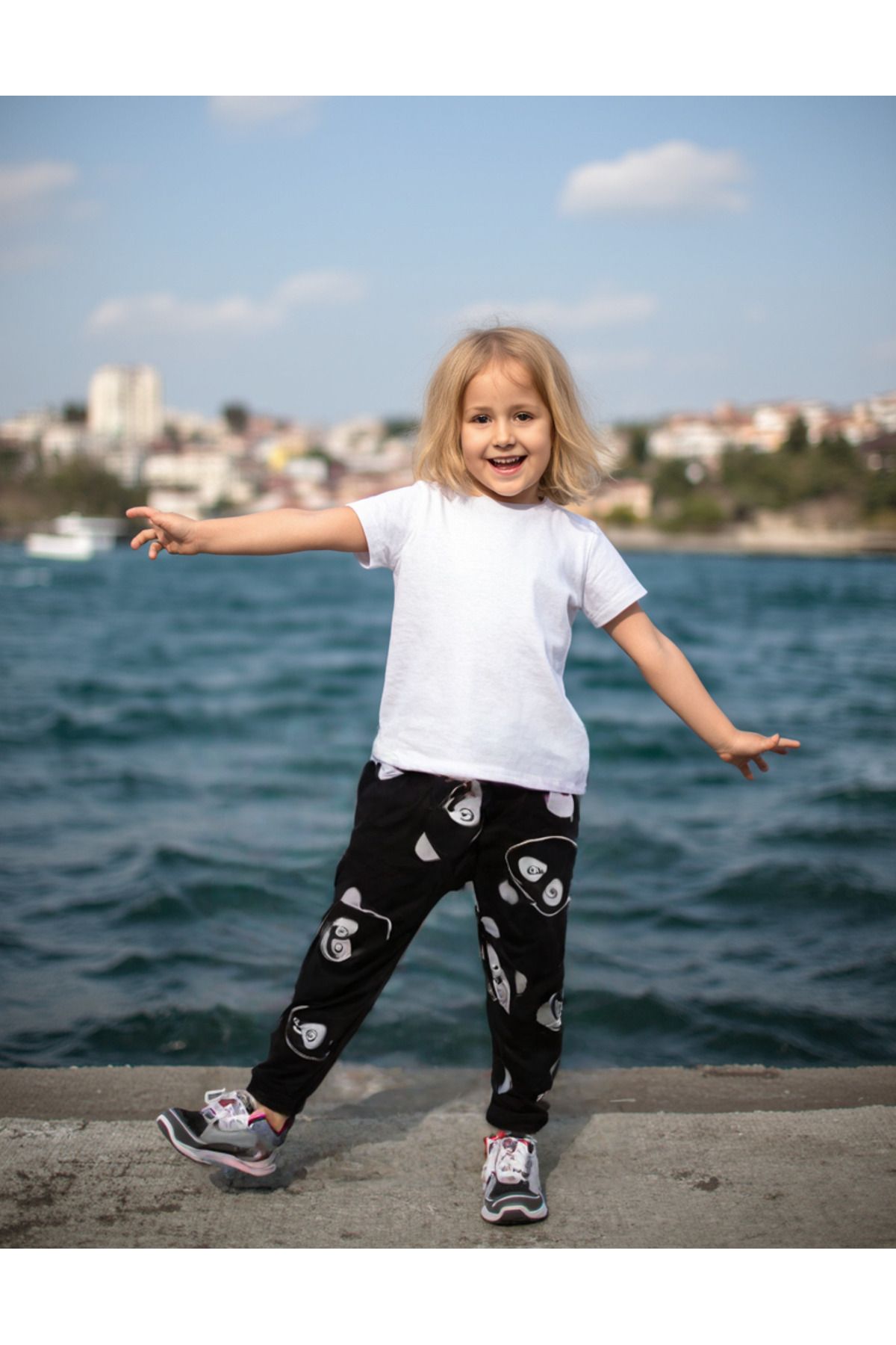 almira anne bebek Kız Çocuk Panda Kafa Baskılı Siyah Renk Tayt - Likralı - Panda Baskılı - Bel Kısmı Lastikli - 3 - 10