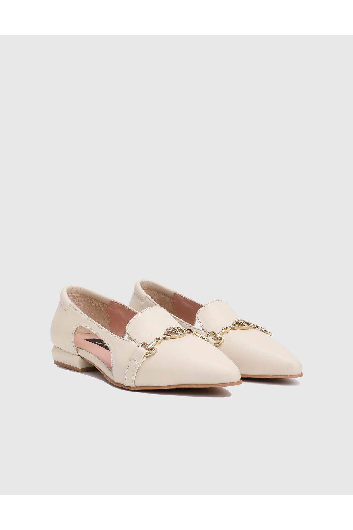 İLVİ Hanna Hakiki Deri Bej Kadın Loafer