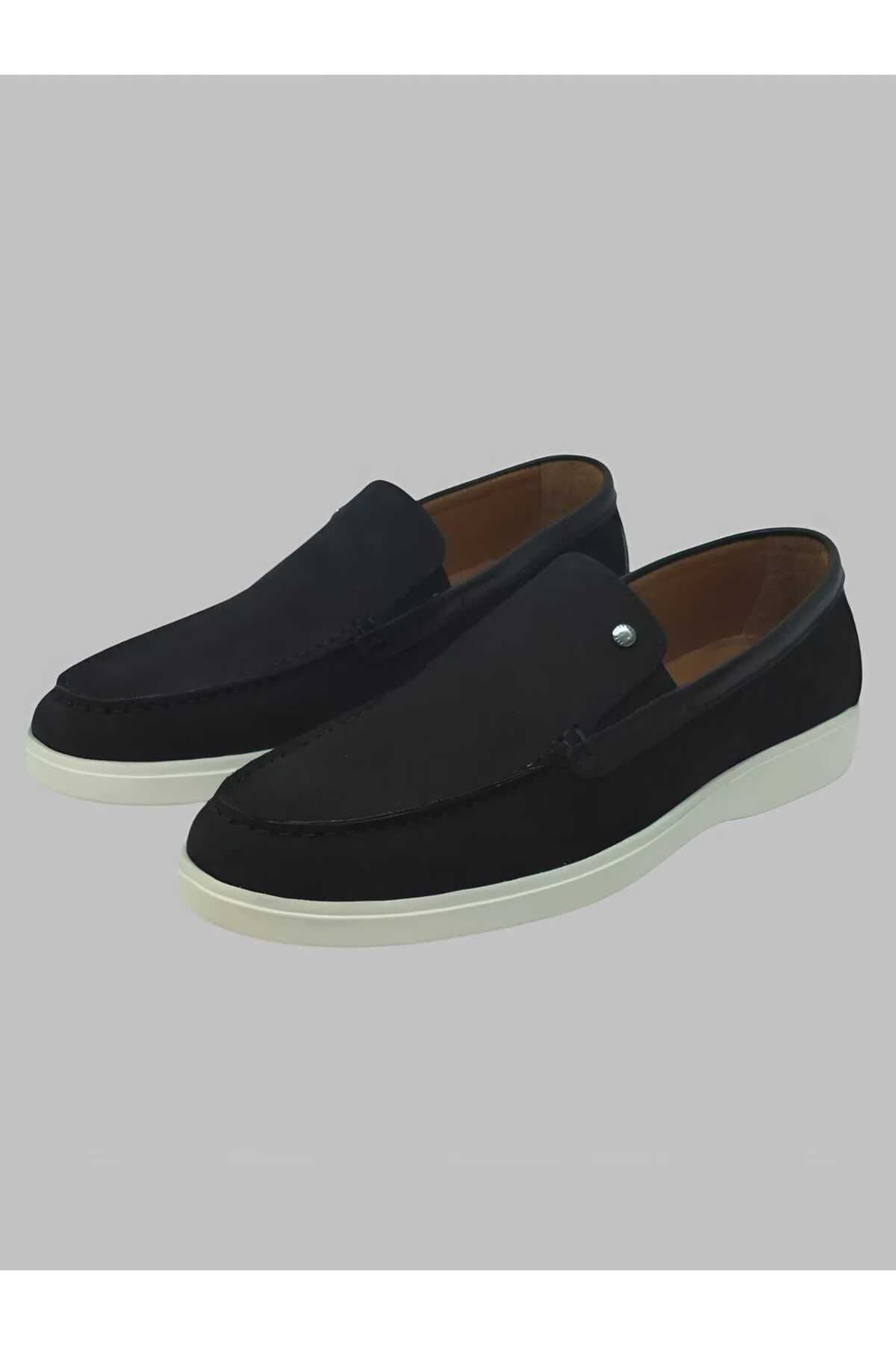 Luglio Shoes Siyah Nubuk Erkek Loafer
