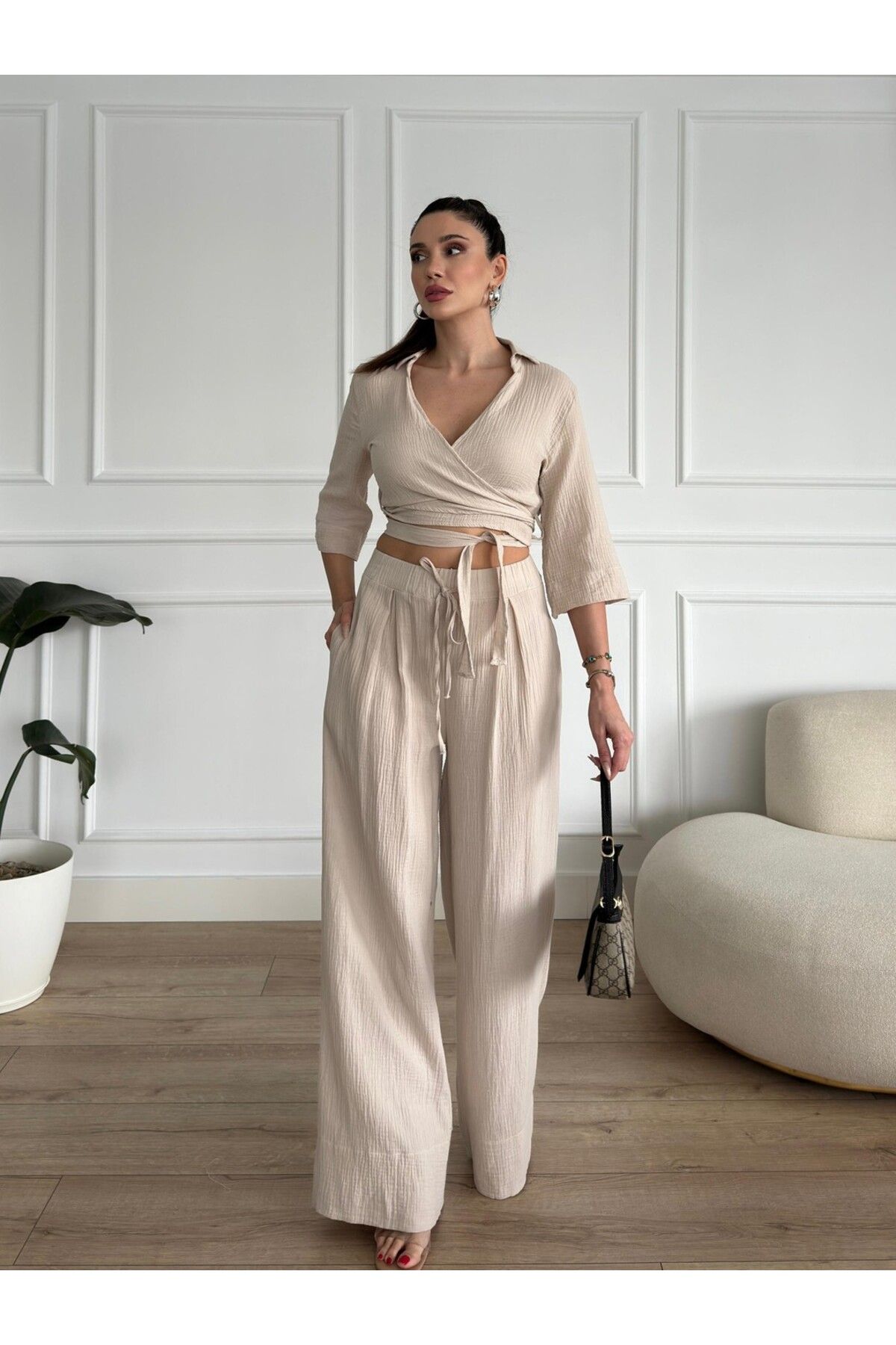 Bettnes PREMİUM KUMAŞ PANTOLON CROP TAKIM