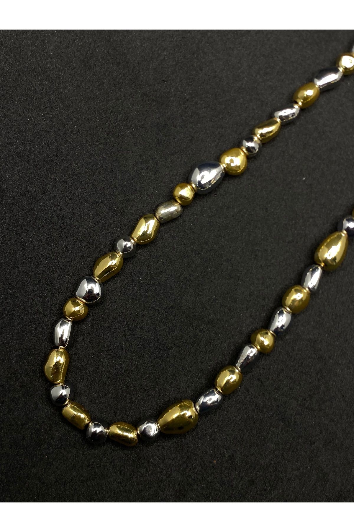 Jiji Jewelery Şık Modern Yazlık Gümüş ve Altın Renk Paslanmaz Çelik Kolye