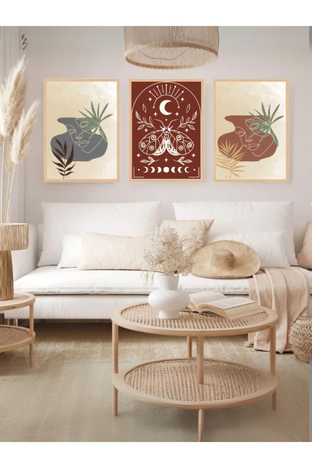 Tuba Decor 3 Parça Ahşap Çerçeve Görünümlü Mdf Tablo Seti
