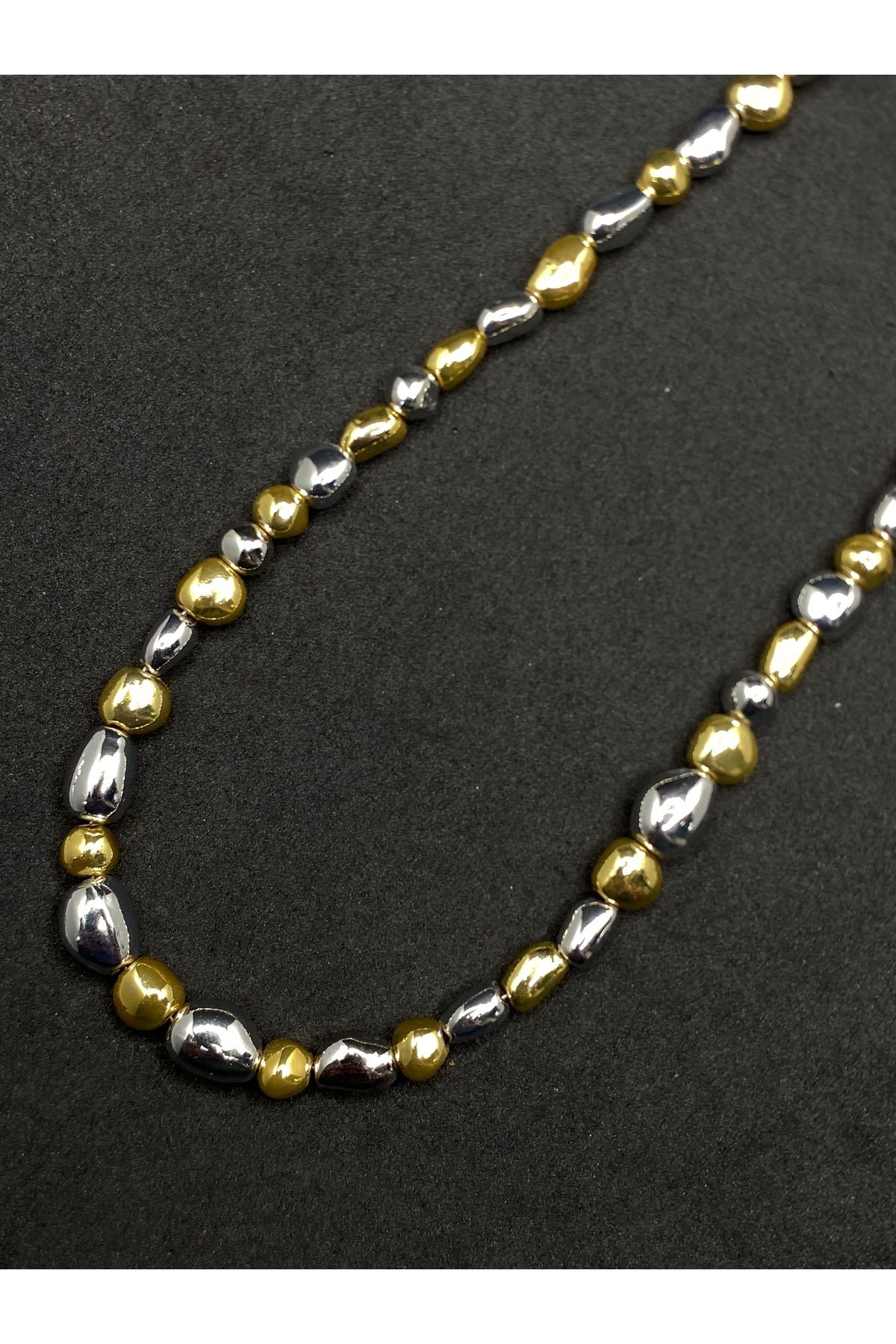 Jiji Jewelery Şık Modern Yazlık Gümüş ve Altın Renk Paslanmaz Çelik Kolye