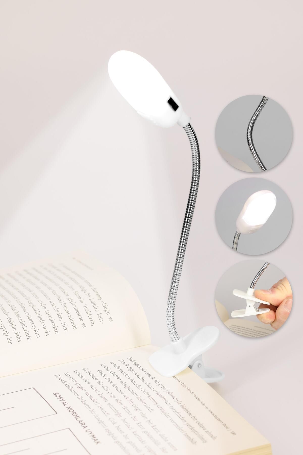 Telvesse Kitap Okuma Işığı Mandallı Çok Fonksiyonlu LED Mini Çalışma Lambası Pilli Spiral Gövde 168B