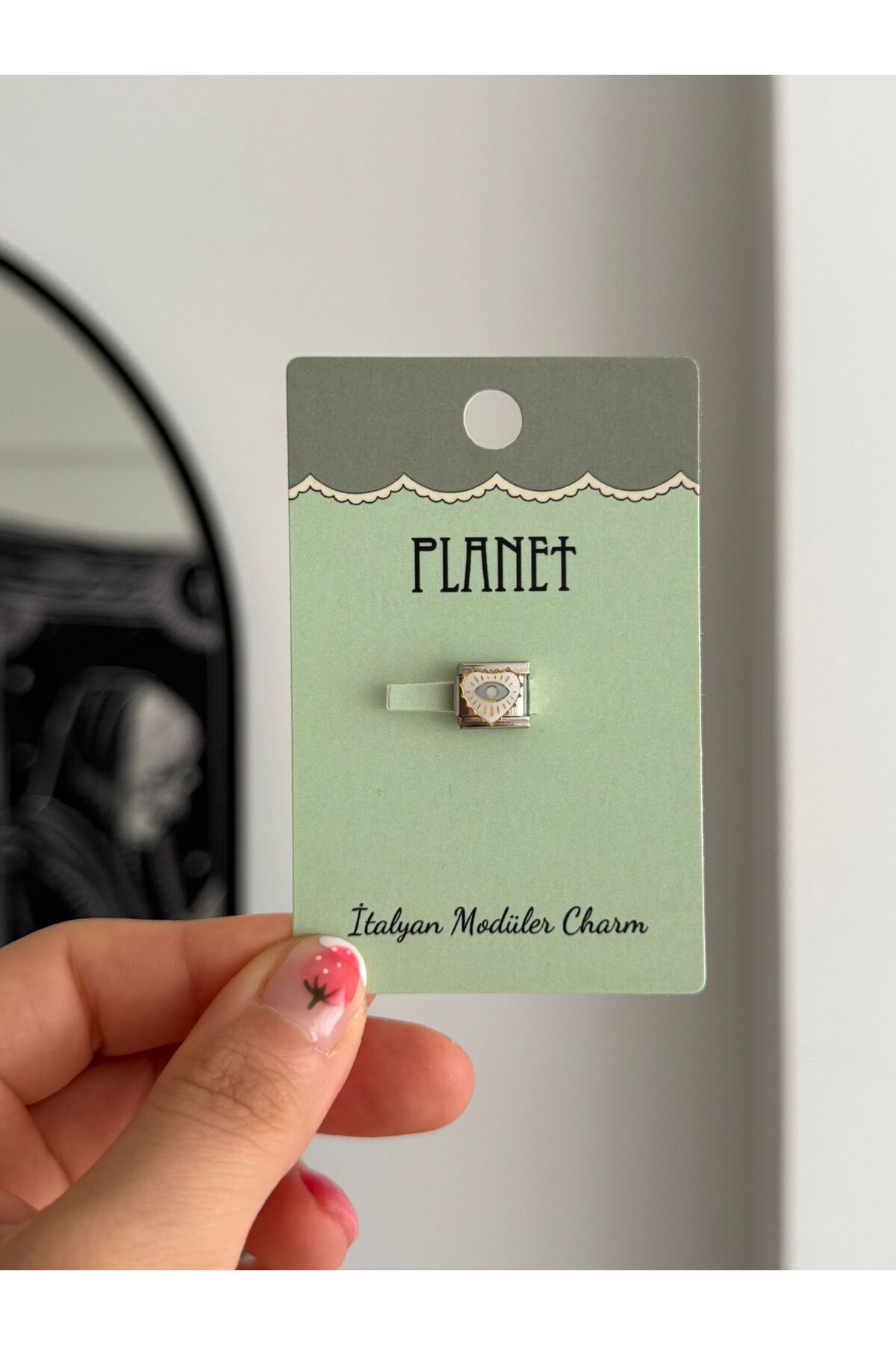 Planet Butik Eye Heart Kartlı İtalyan Charm
