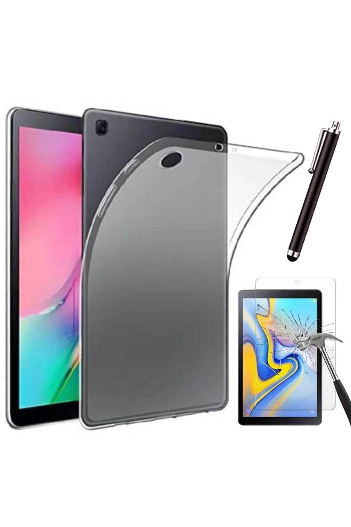Smart Tech Samsung Galaxy Tab A SM T510 (2019) Uyumlu Şeffaf Kılıf Cam Kalem Set