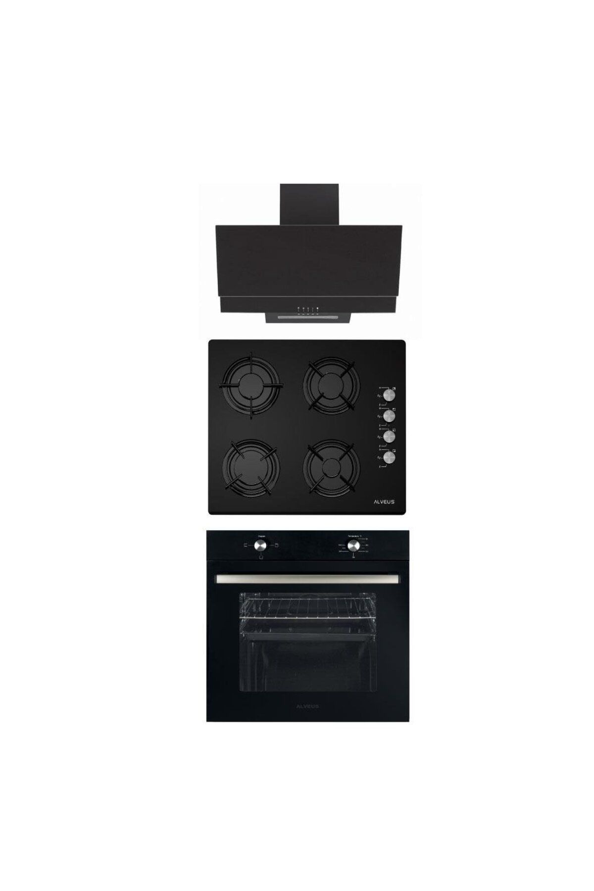 Alveus Siyah Ankastre Cam Set