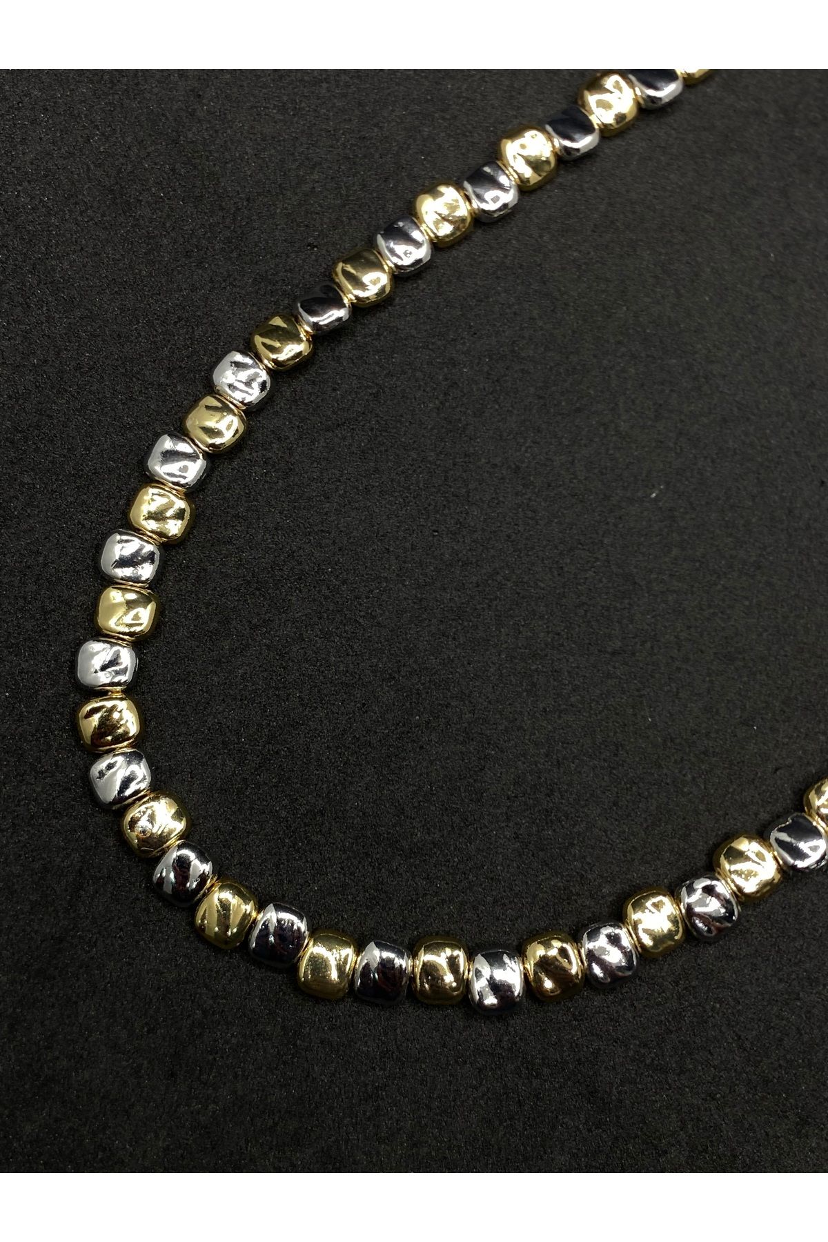 Jiji Jewelery Şık Modern Yazlık Gümüş ve Altın Renk Paslanmaz Çelik Kolye