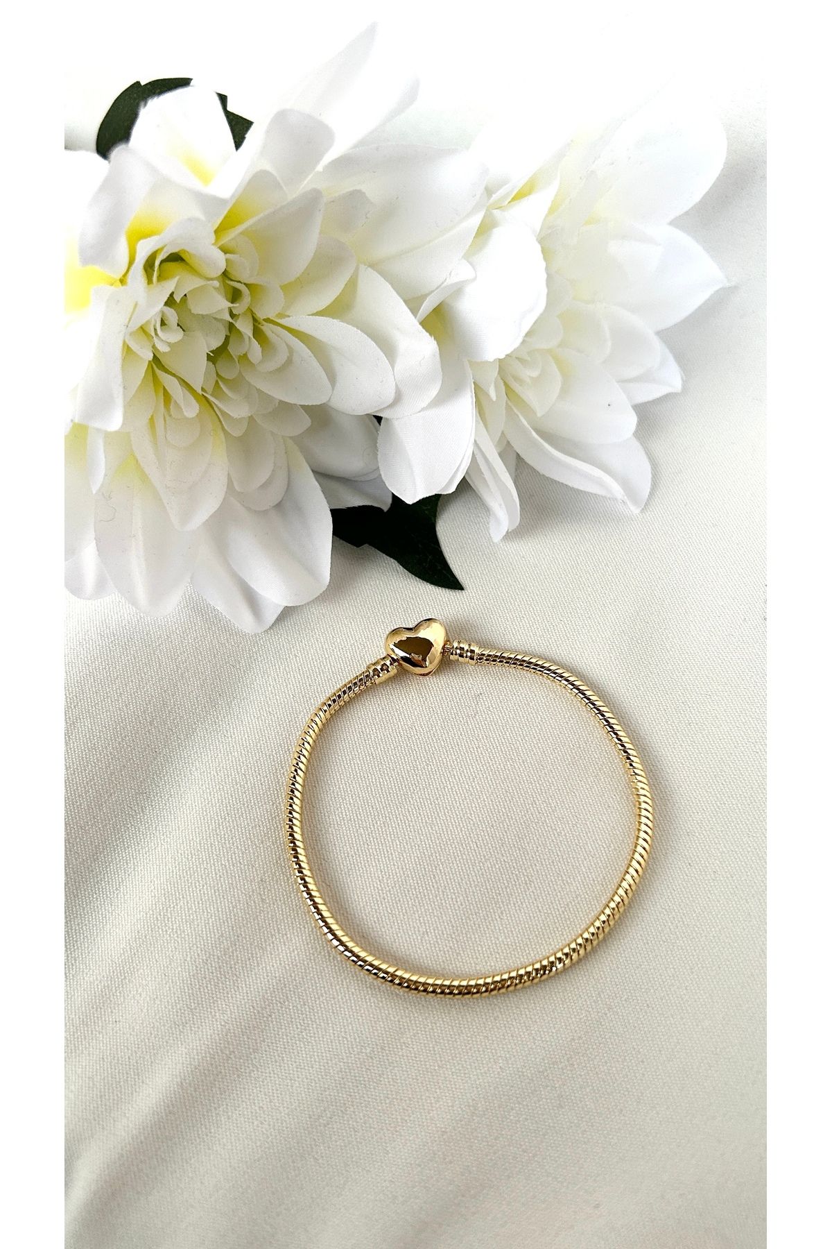 Alvora Accessories Alvora Altın Kaplama Kalp Klipsli Paslanmaz Çelik Bileklik