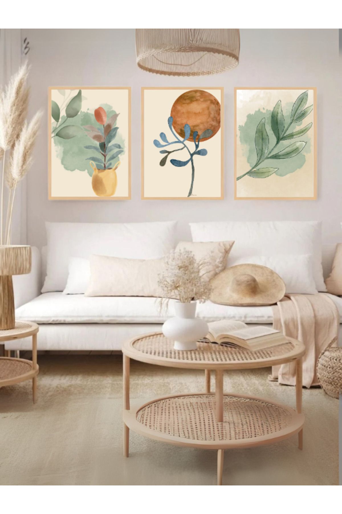 Tuba Decor 3 Parça Ahşap Çerçeve Görünümlü Mdf Tablo Seti