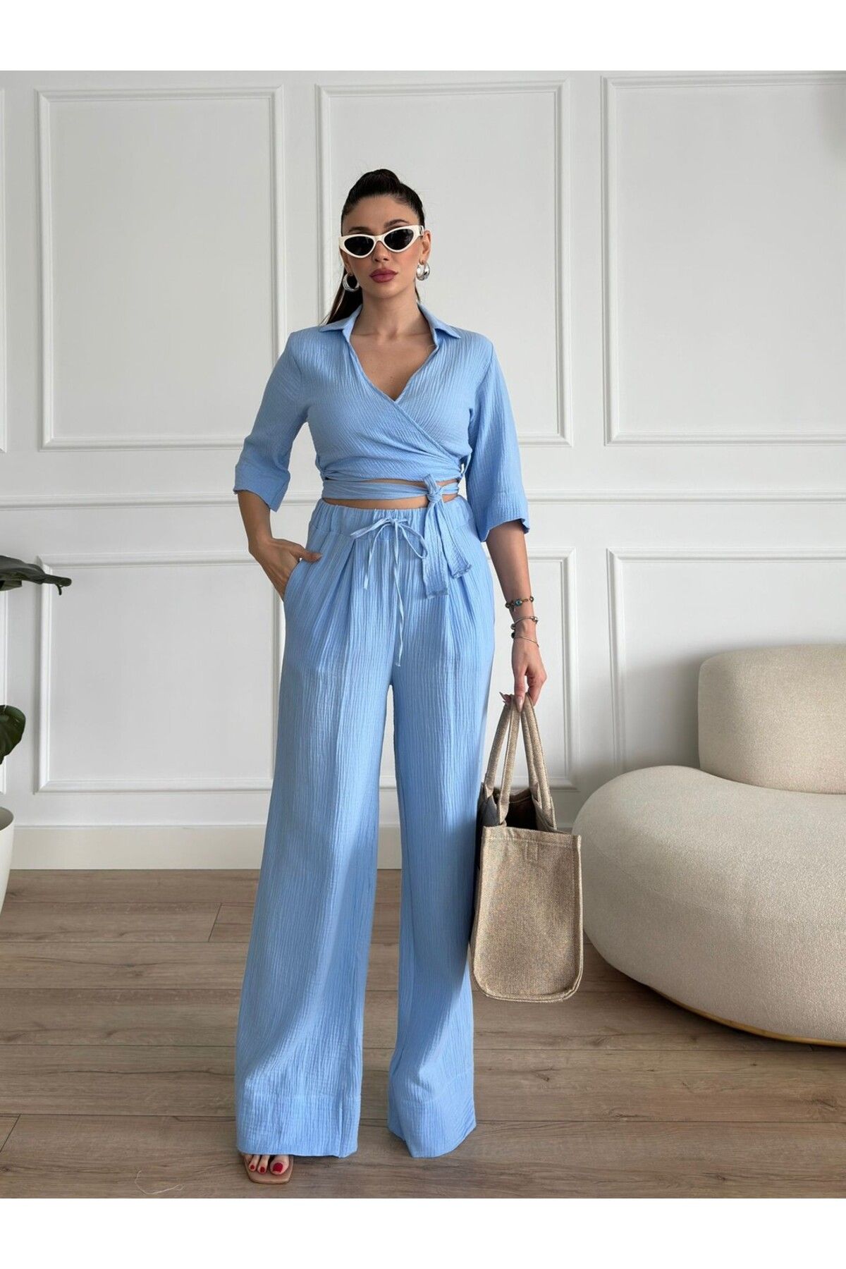 Bettnes PREMİUM KUMAŞ PANTOLON CROP TAKIM