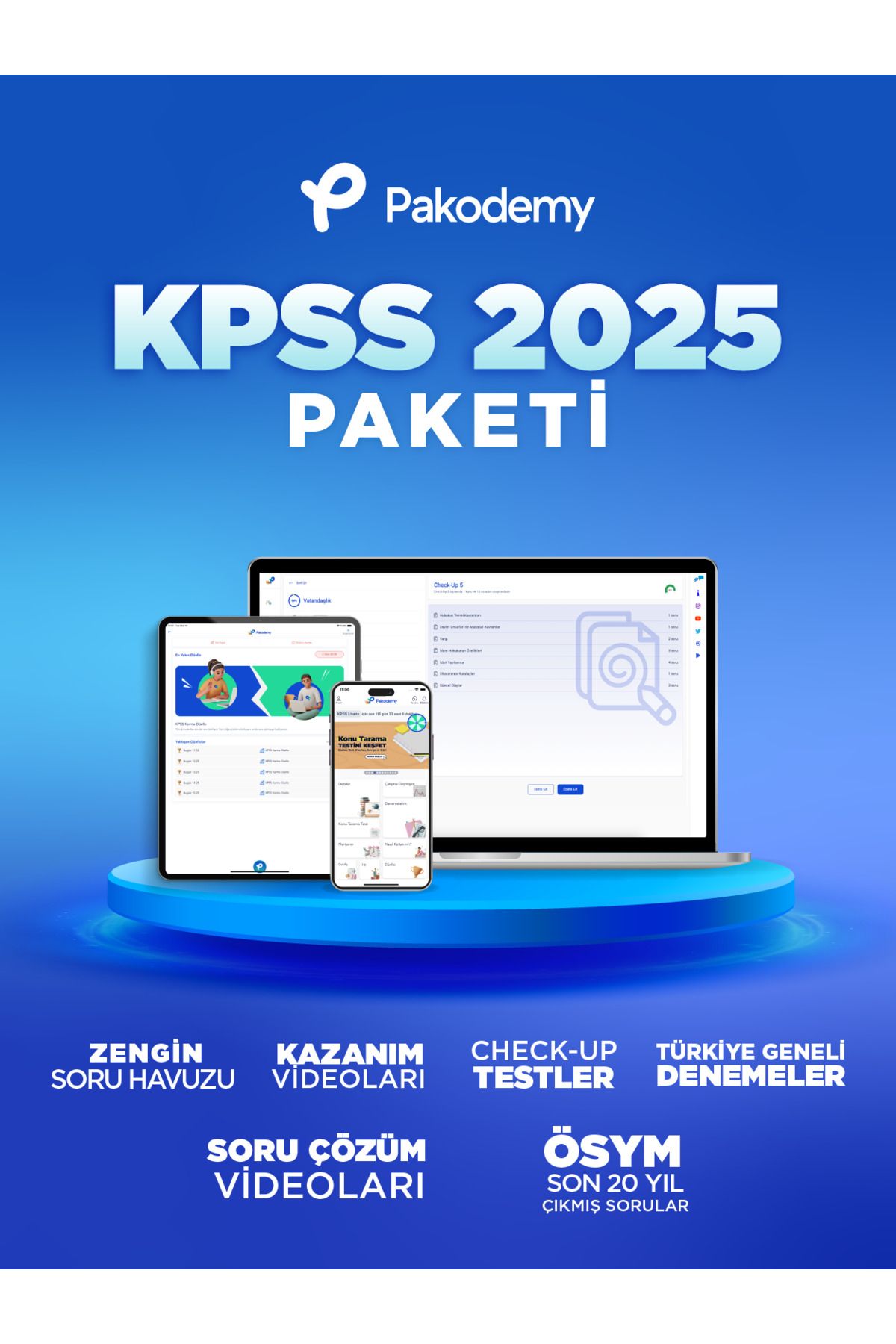 pakodemy KPSS 2025 Paketi (Zengin Soru Havuzu, Denemeler, Testler, Yapay Zeka ile Öğrenme)