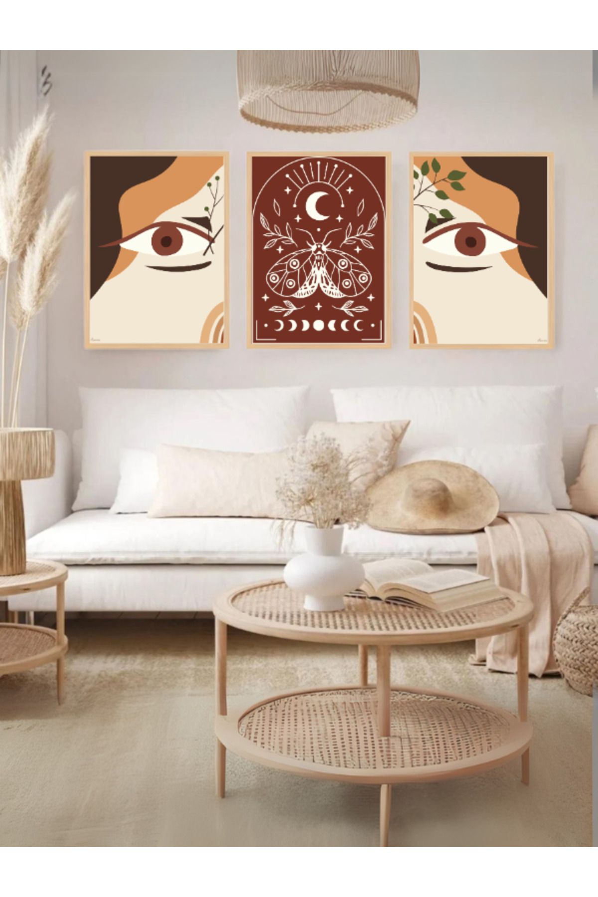 Tuba Decor 3 Parça Ahşap Çerçeve Görünümlü Mdf Tablo Seti