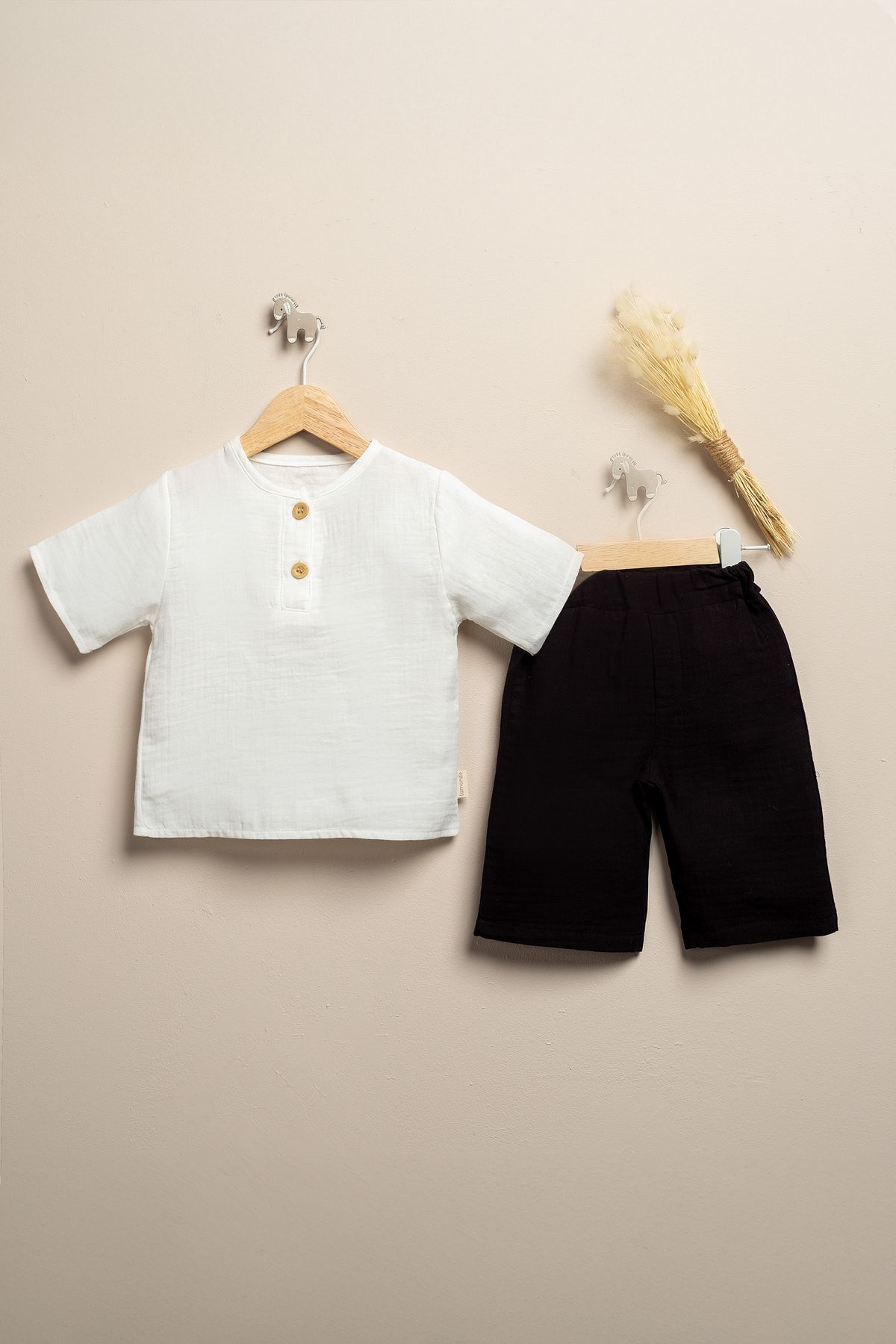 Lamonde Müslin Bebek Unisex Şortlu Takım - 6 ay / 5 yaş - %100 Pamuk - Yazlık