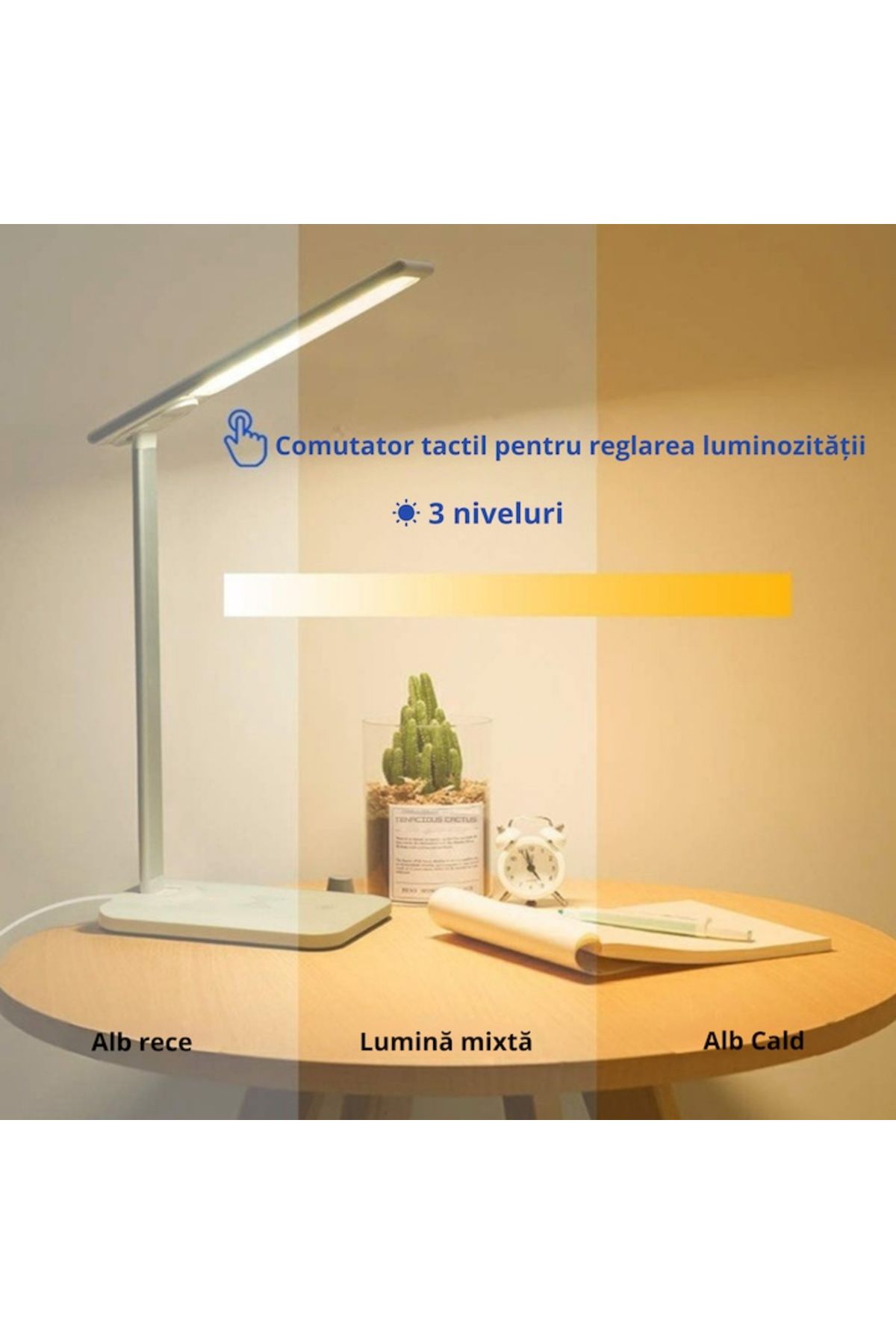 varioshop-VarioShop® LED Lamp, Night Light with Wireless Fast Charge Universal Charger, Touch Control, Timer, Il 5