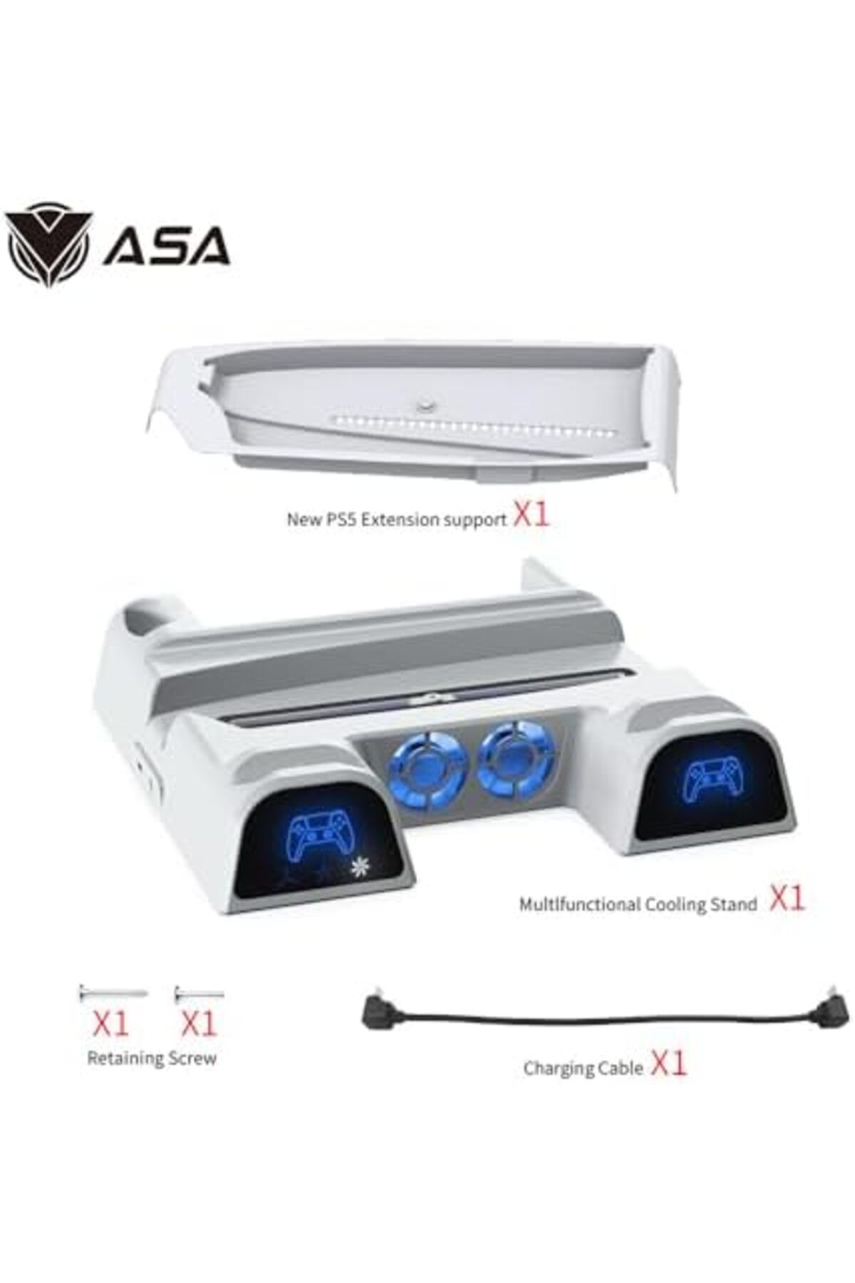 ASA-Dual Fast Charging Station For Ps5 Console With Game Storage Vertical Stand 3