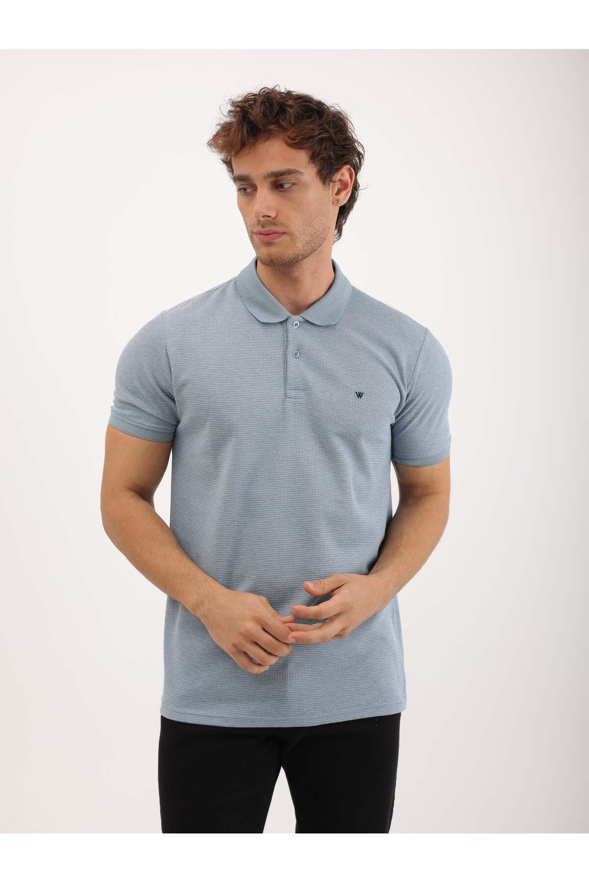WKM Erkek Regular Fit Polo Yaka Wafil Basic Tişört