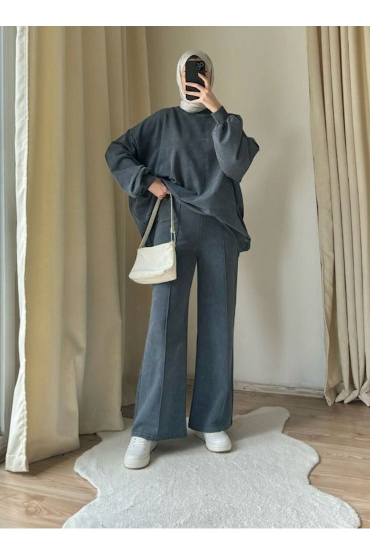 Suede Style 9033-9034 - Şık Rahat 3 İplik Soft Yıkama Salaş Kadın Takım