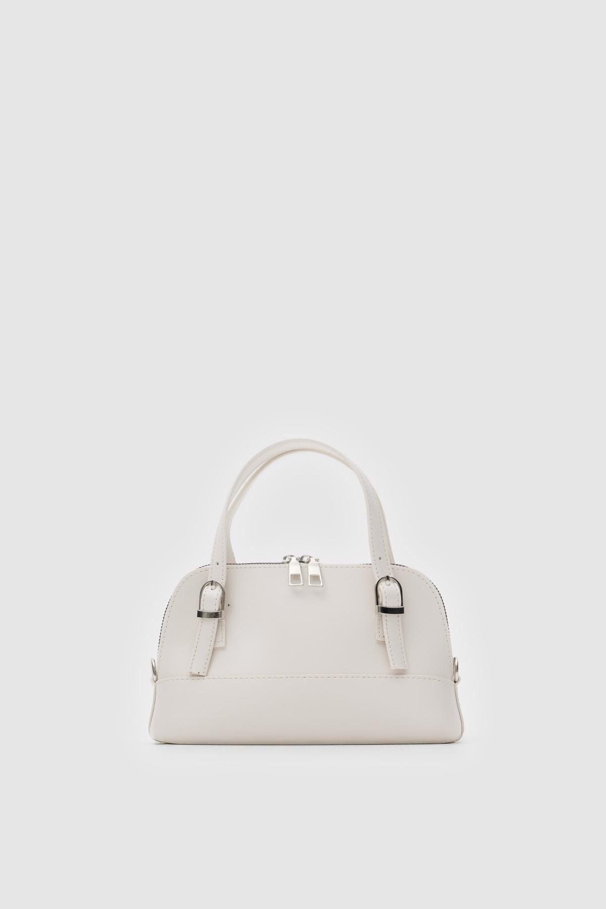 Shule Bags Ribbon Krem Mini Çapraz Çanta